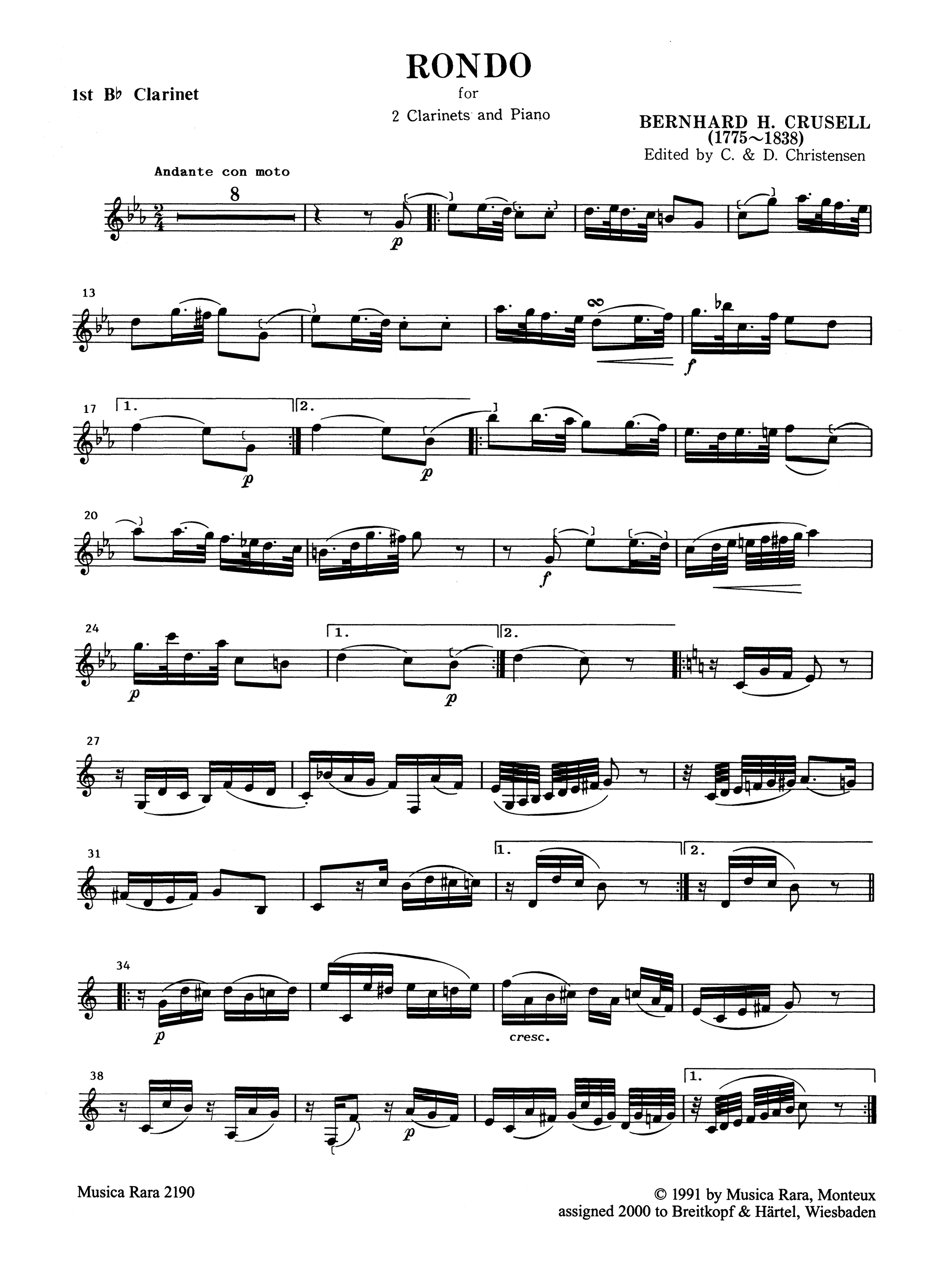 Crusell Rondo for 2 Clarinets & Piano first solo part