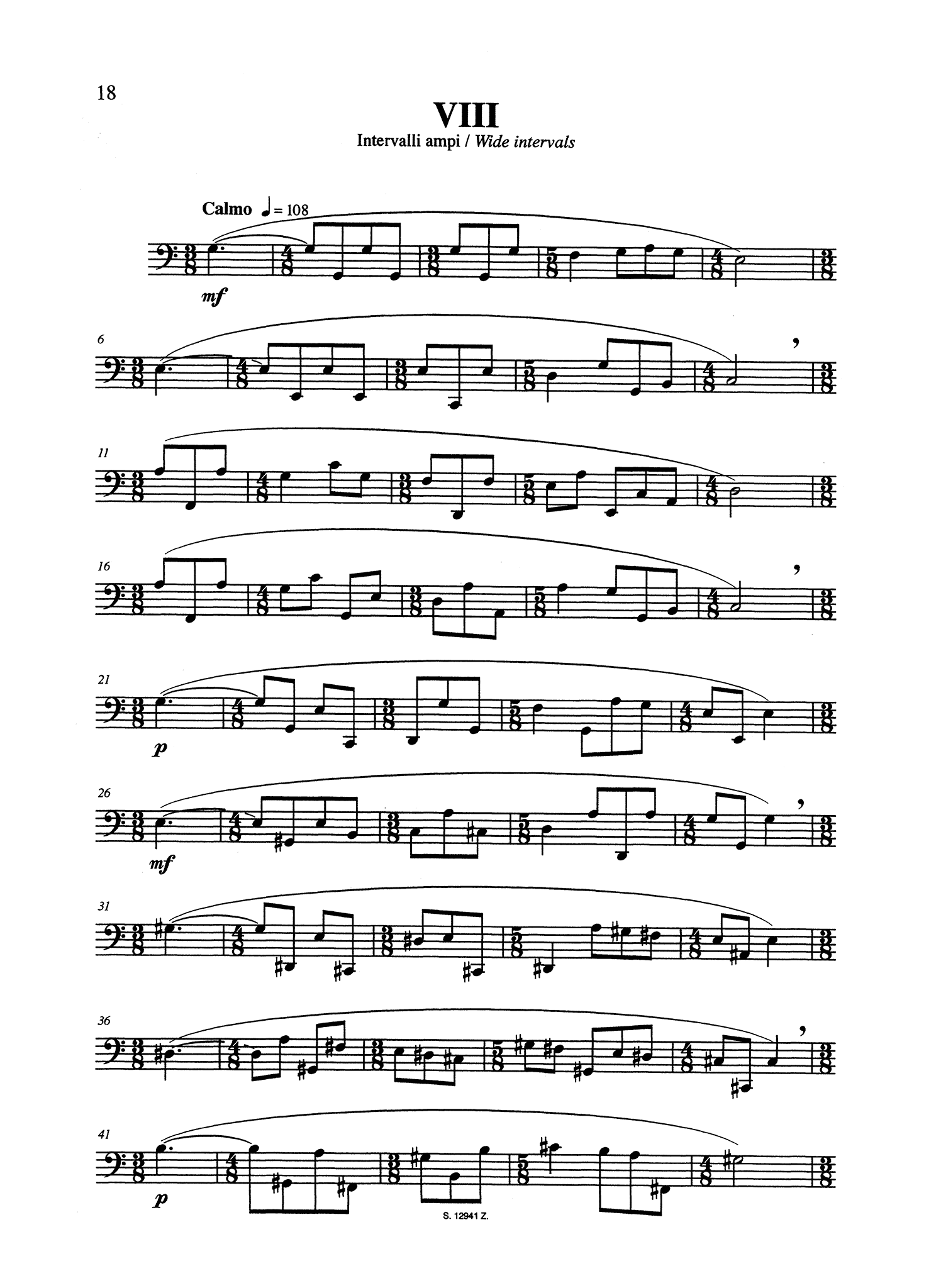 Sauro Berti Venti Studi bass clarinet basset horn no. 8