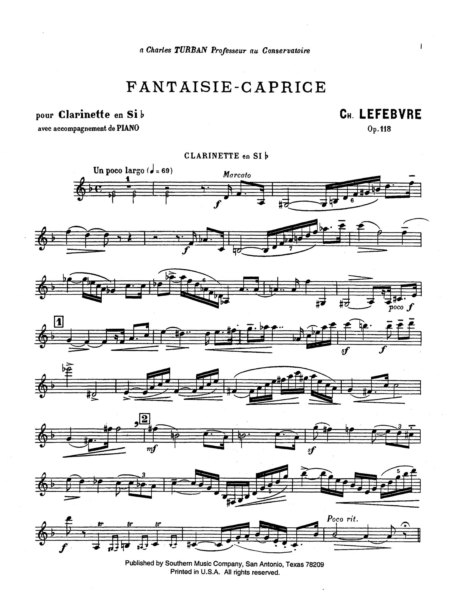 Fantaisie-caprice, Op. 118 Clarinet part