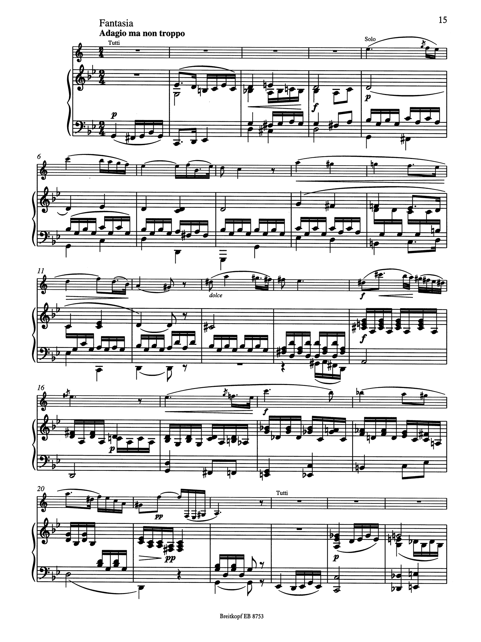 Clarinet Quintet, Op. 34 Piano reduction - Movement 2