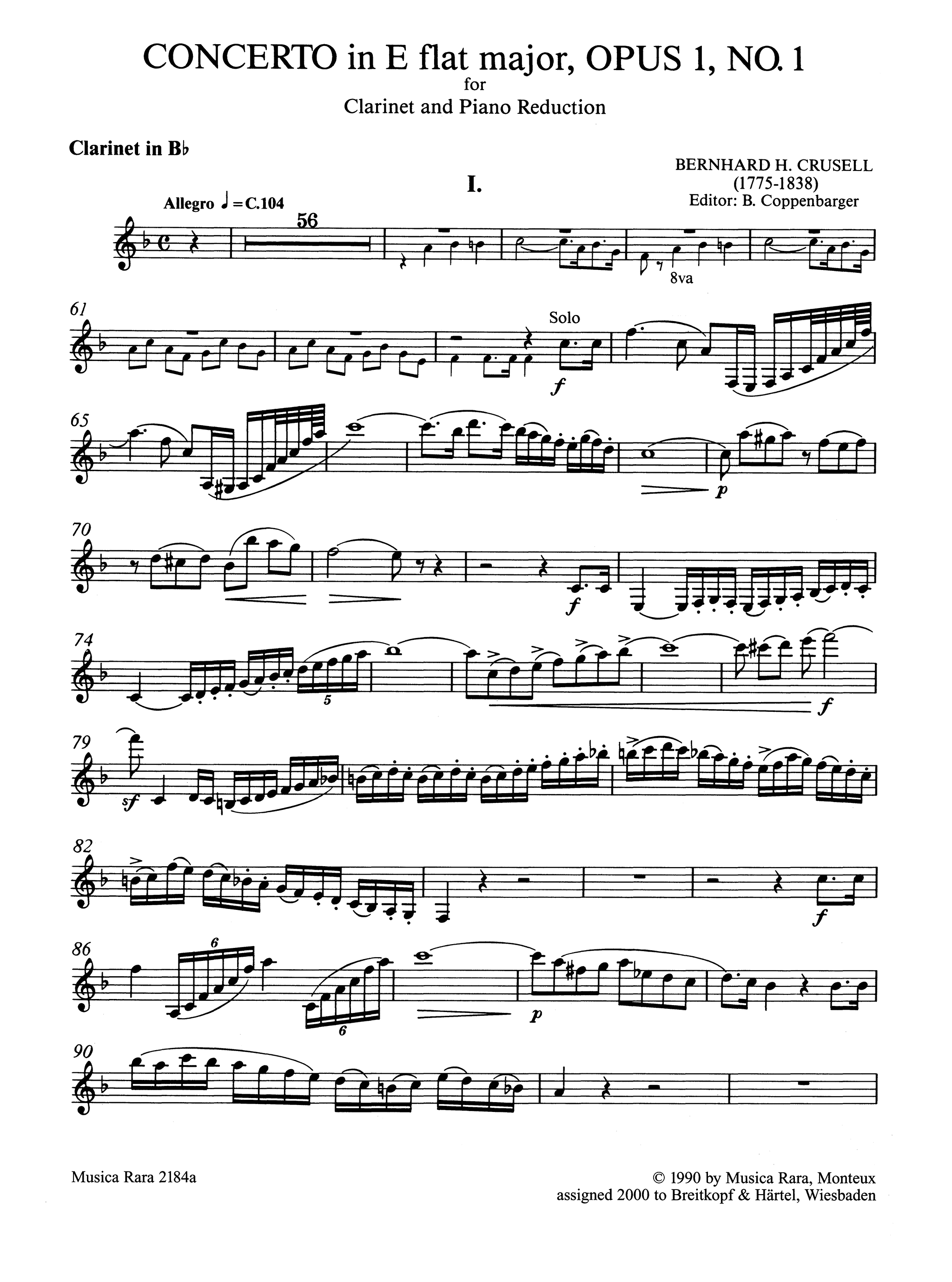 Crusell Clarinet Concerto in E-flat Major, Op. 1 Clarinet part
