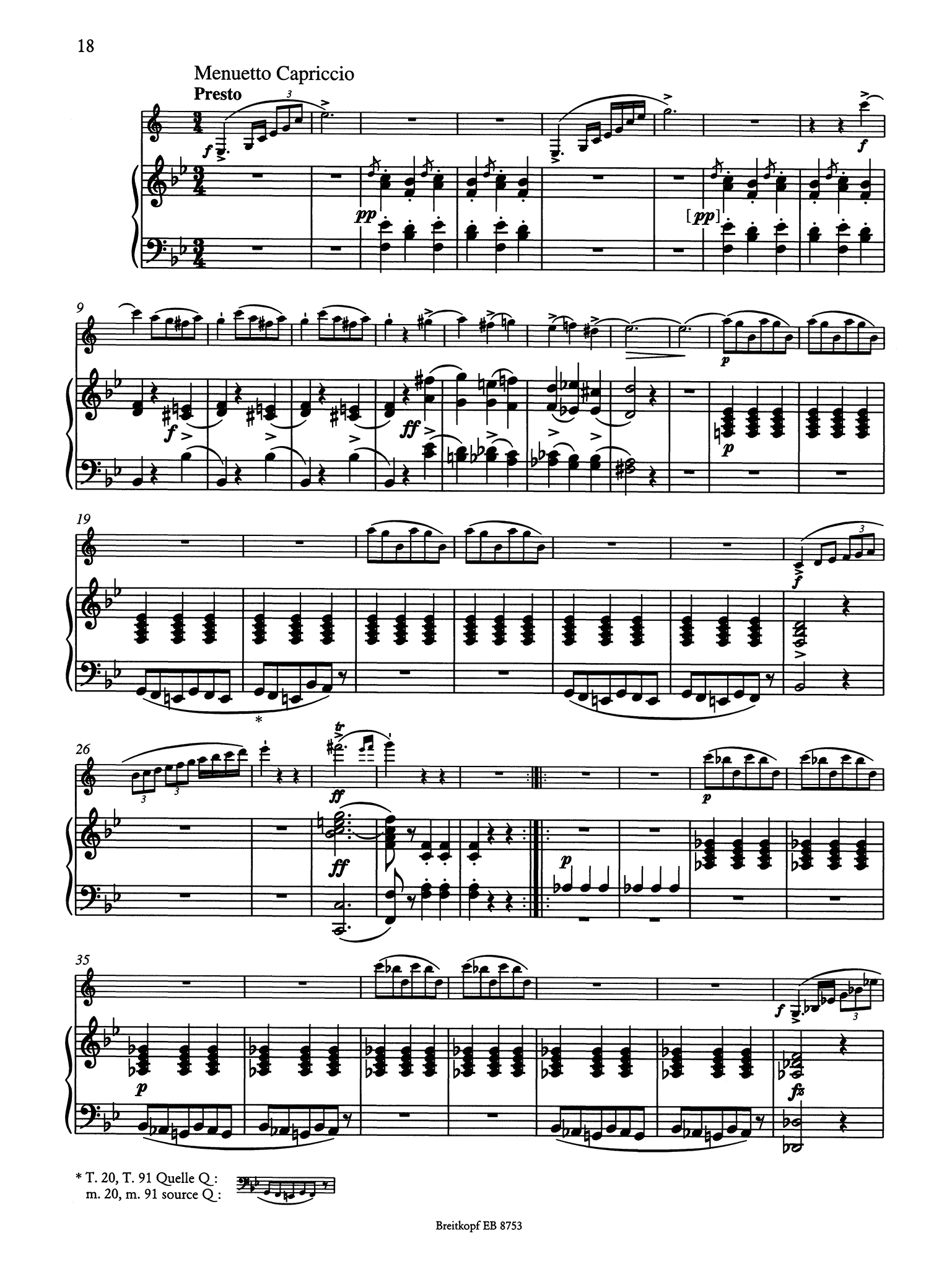 Clarinet Quintet, Op. 34 Piano reduction - Movement 3