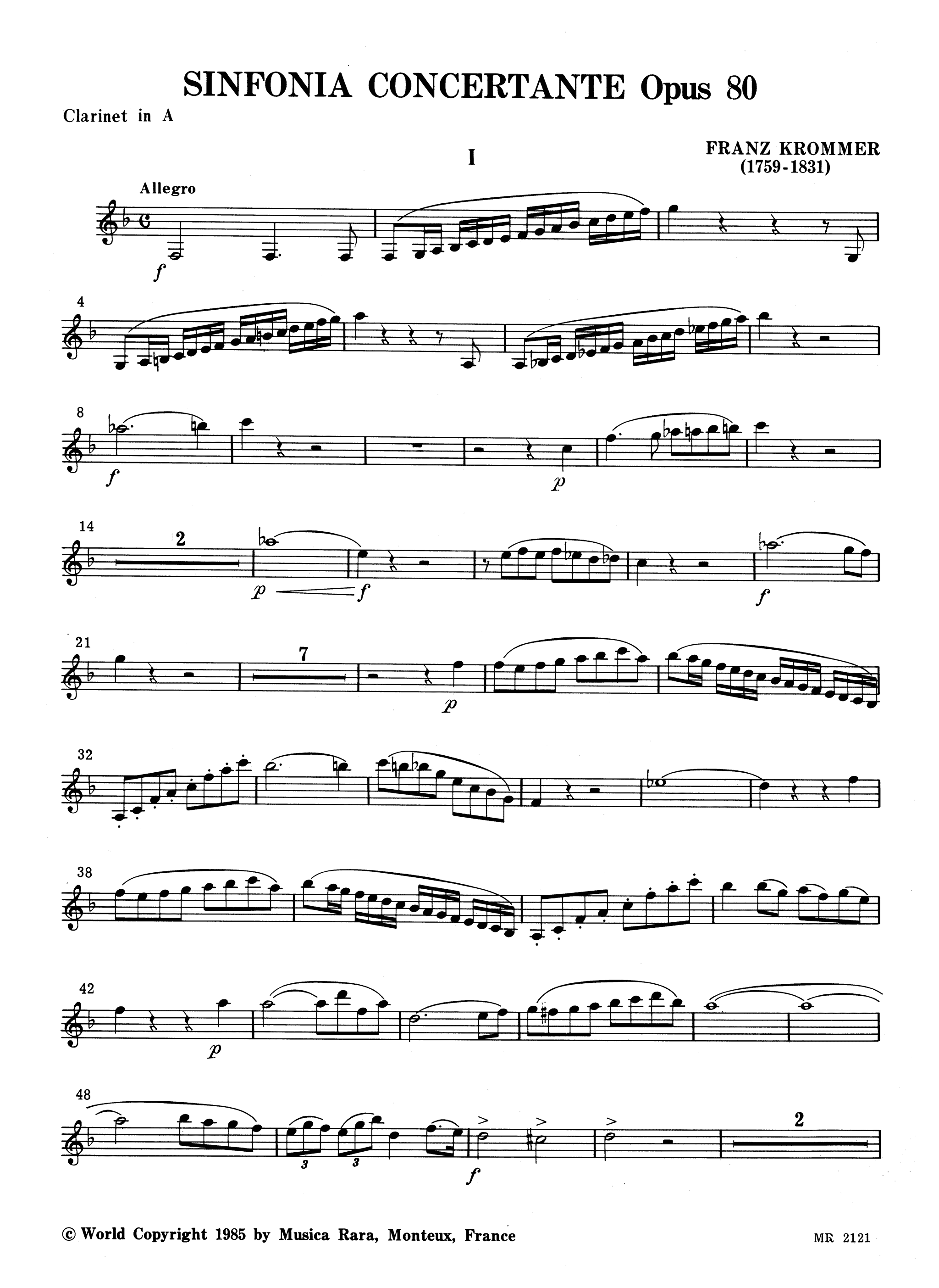 Sinfonia Concertante, Op. 80 Clarinet part