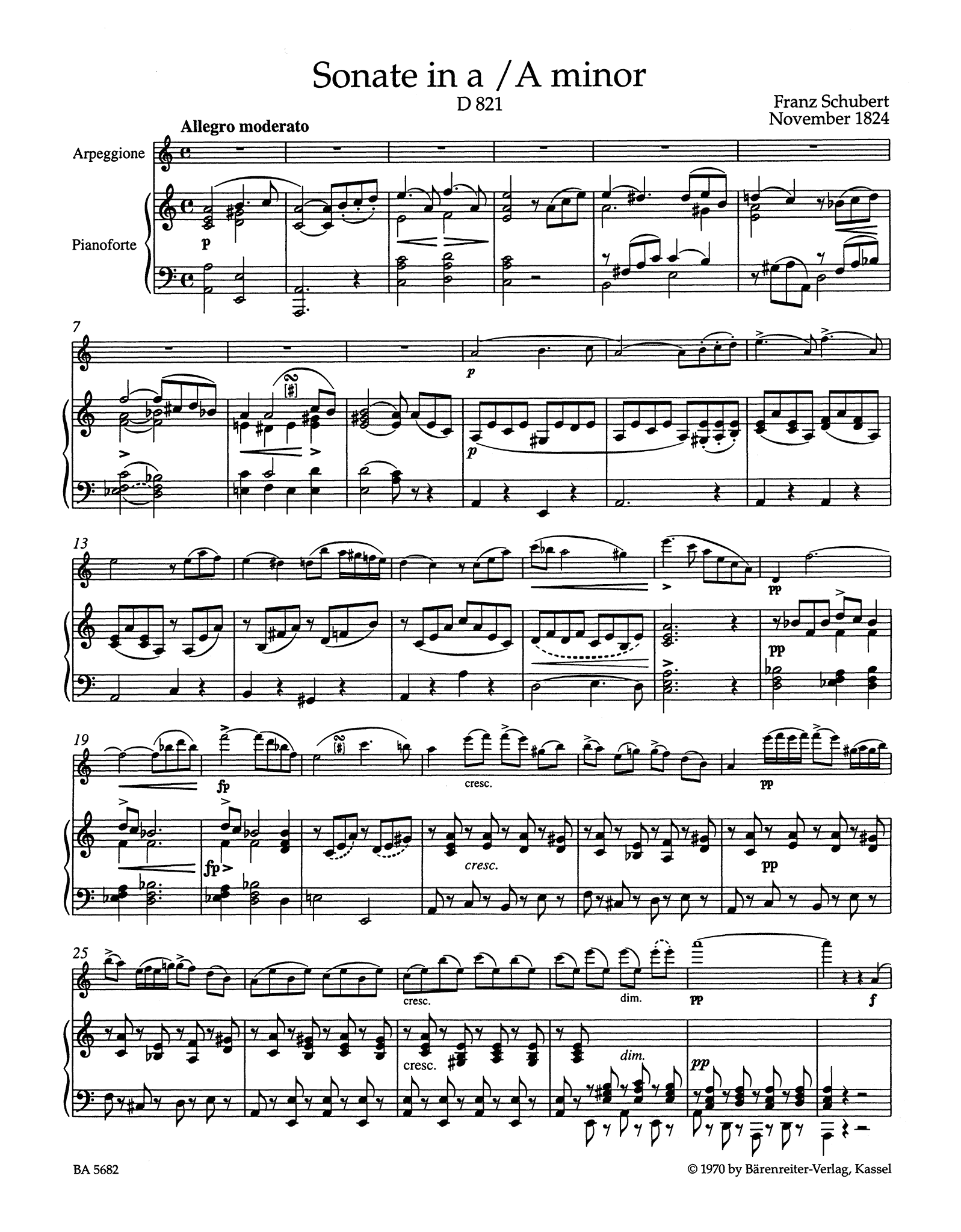 Schubert Sonata in A Minor, D. 821 ‘Arpeggione’ - Movement 1