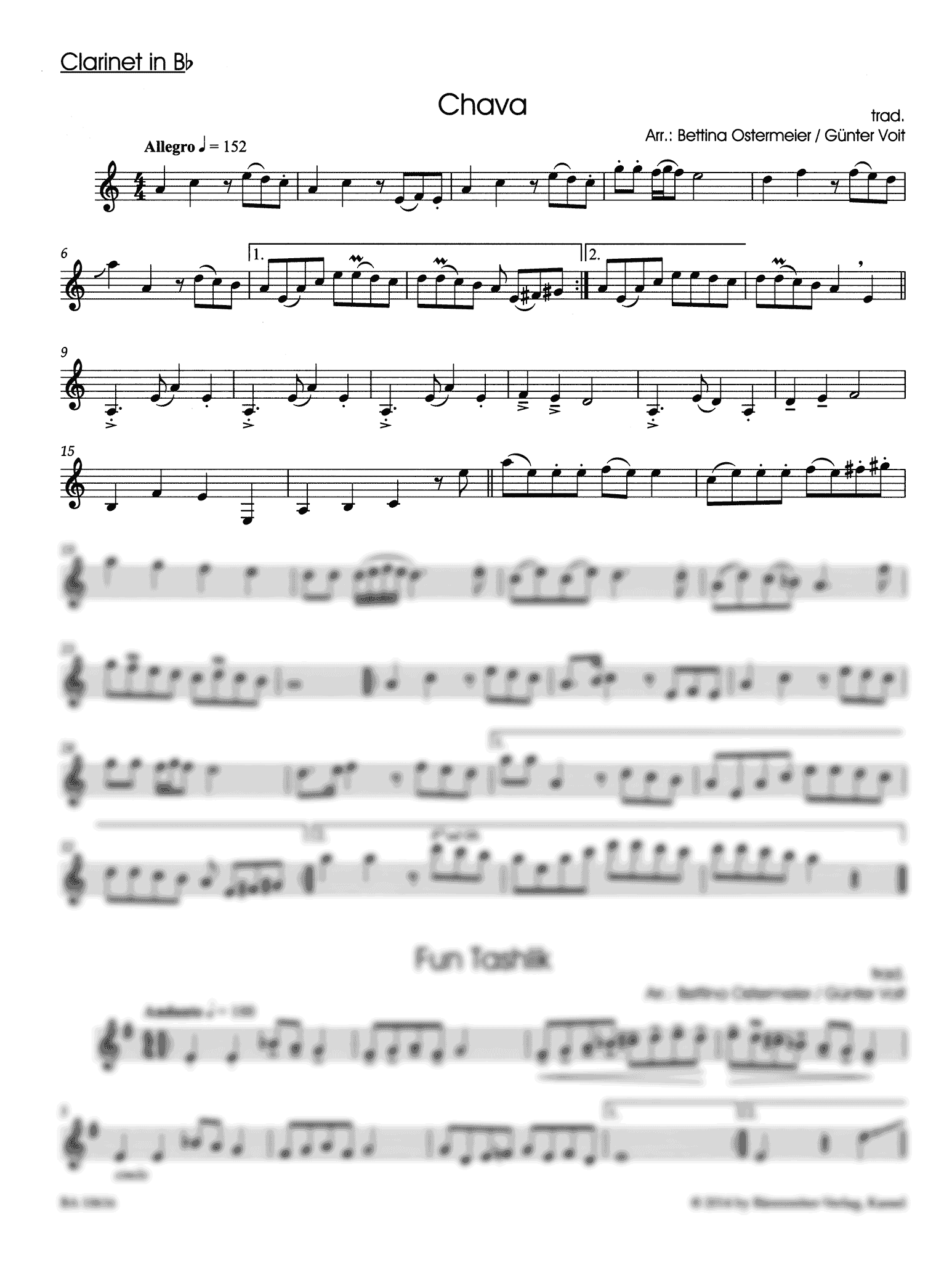 Klezmer collection Chava clarinet part