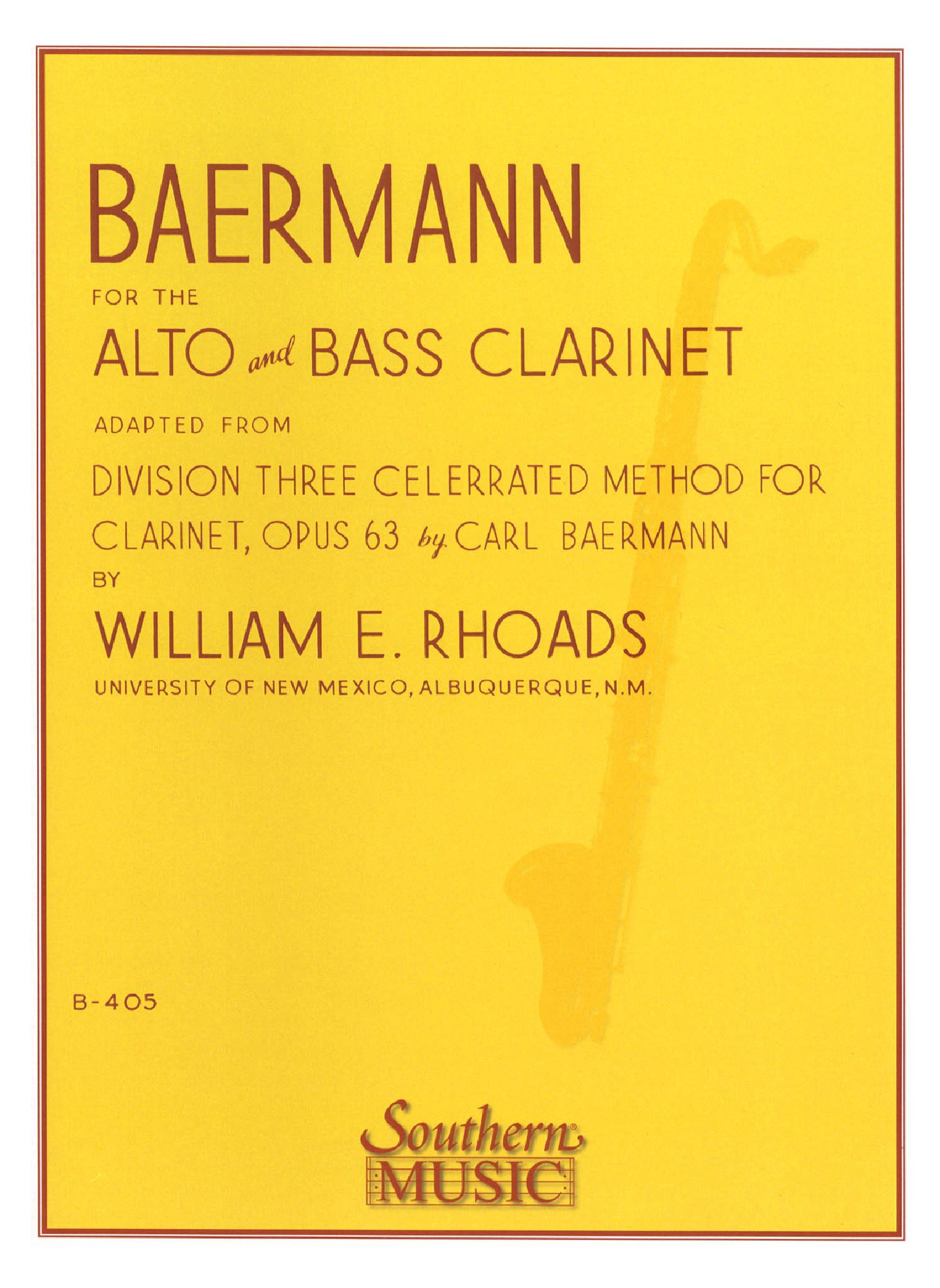 Baermann Method Op. 63 Division 3 Low Clarinets Cover