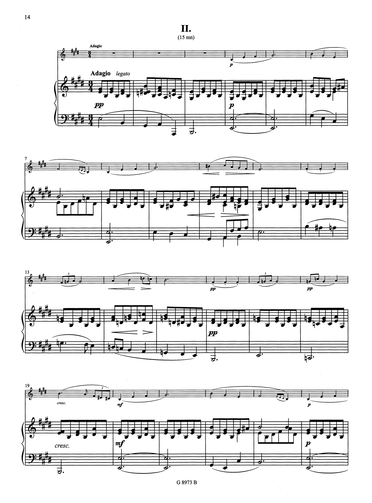Schubert Arpeggione Sonata clarinet transcription Billaudot - Movement 2