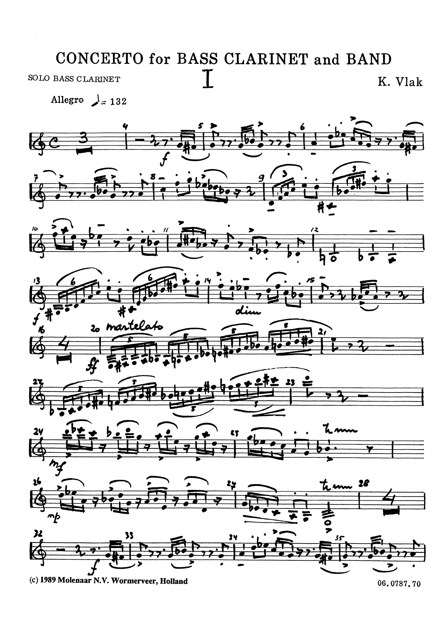 Vlak Bass Clarinet Concerto solo part