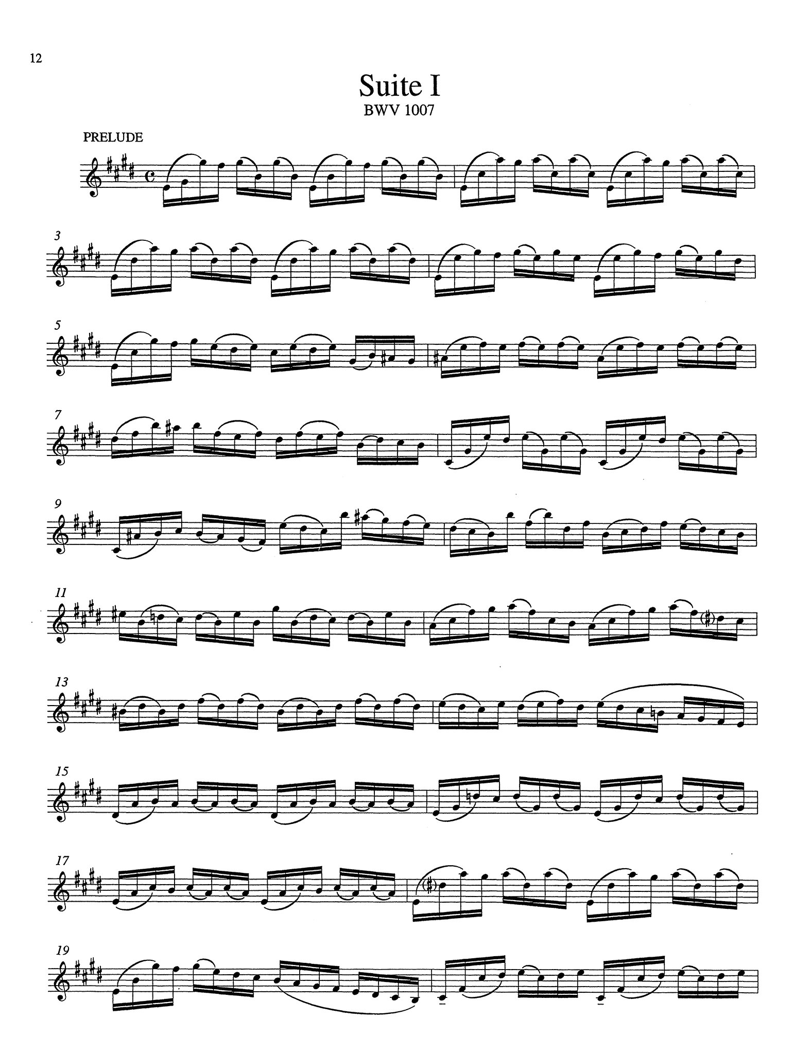 Bach Cello Suite No. 1 BWV 1007 arranged for clarinet