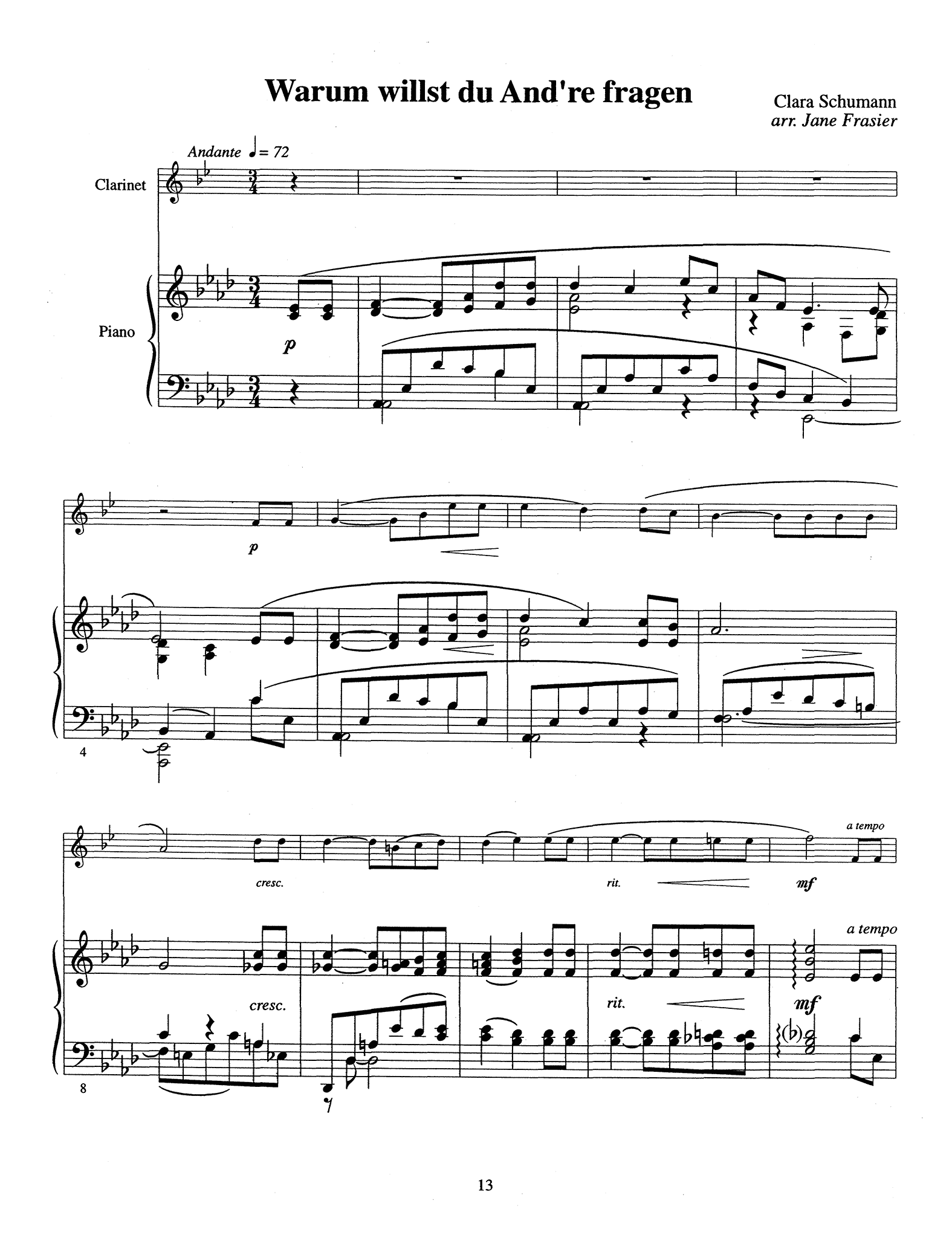 Frasier German Recital Collection: Schumann Score