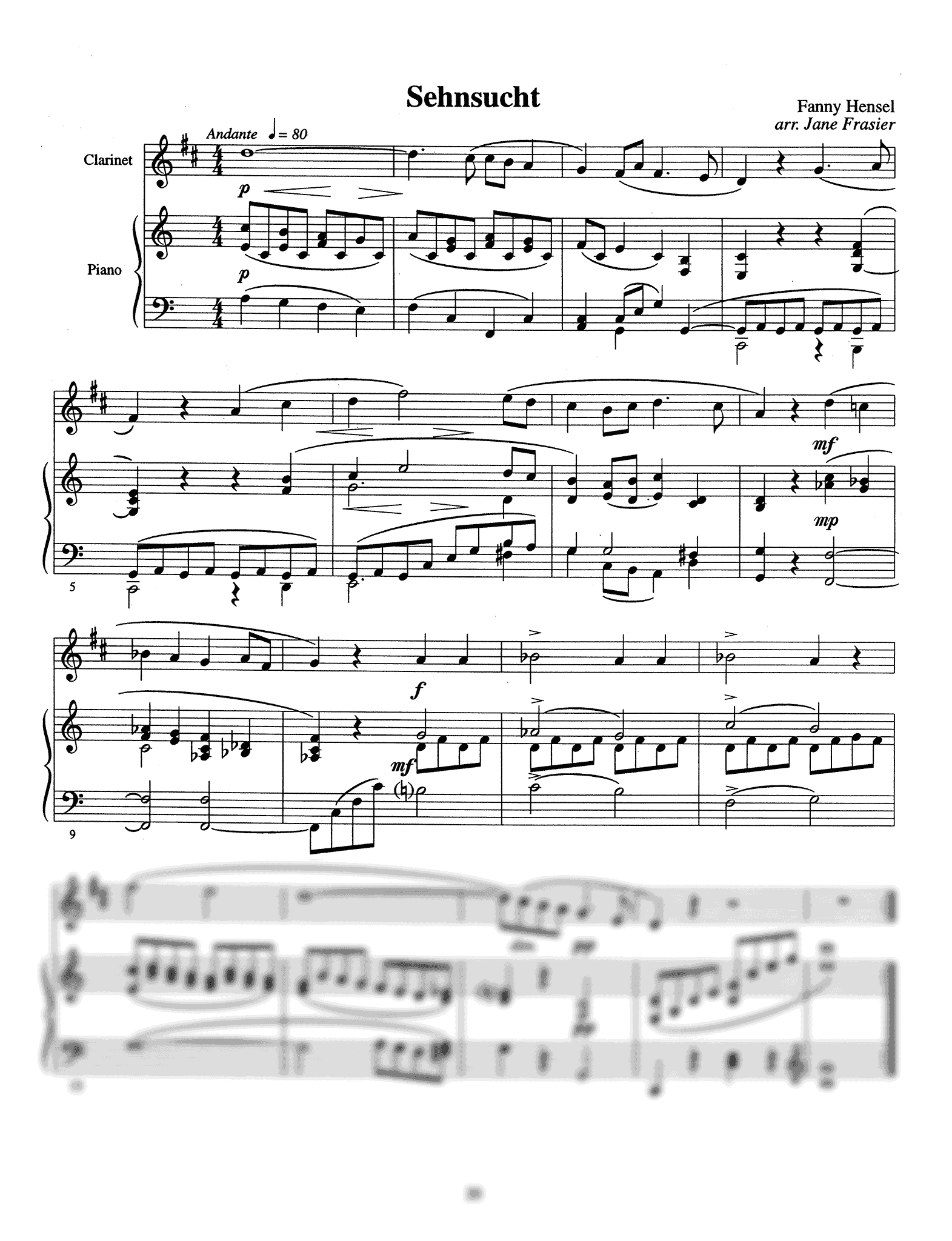 Frasier German Recital Collection: Mendelssohn (Hensel) Score
