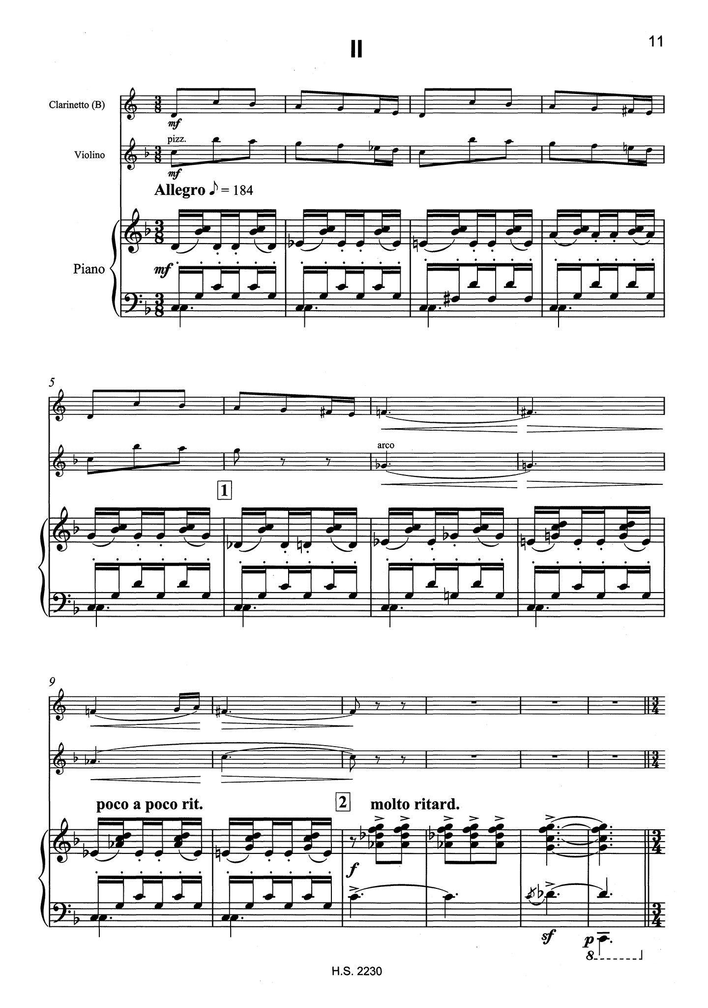 Khachaturian Trio for Clarinet, Violin & Piano - Movement 2