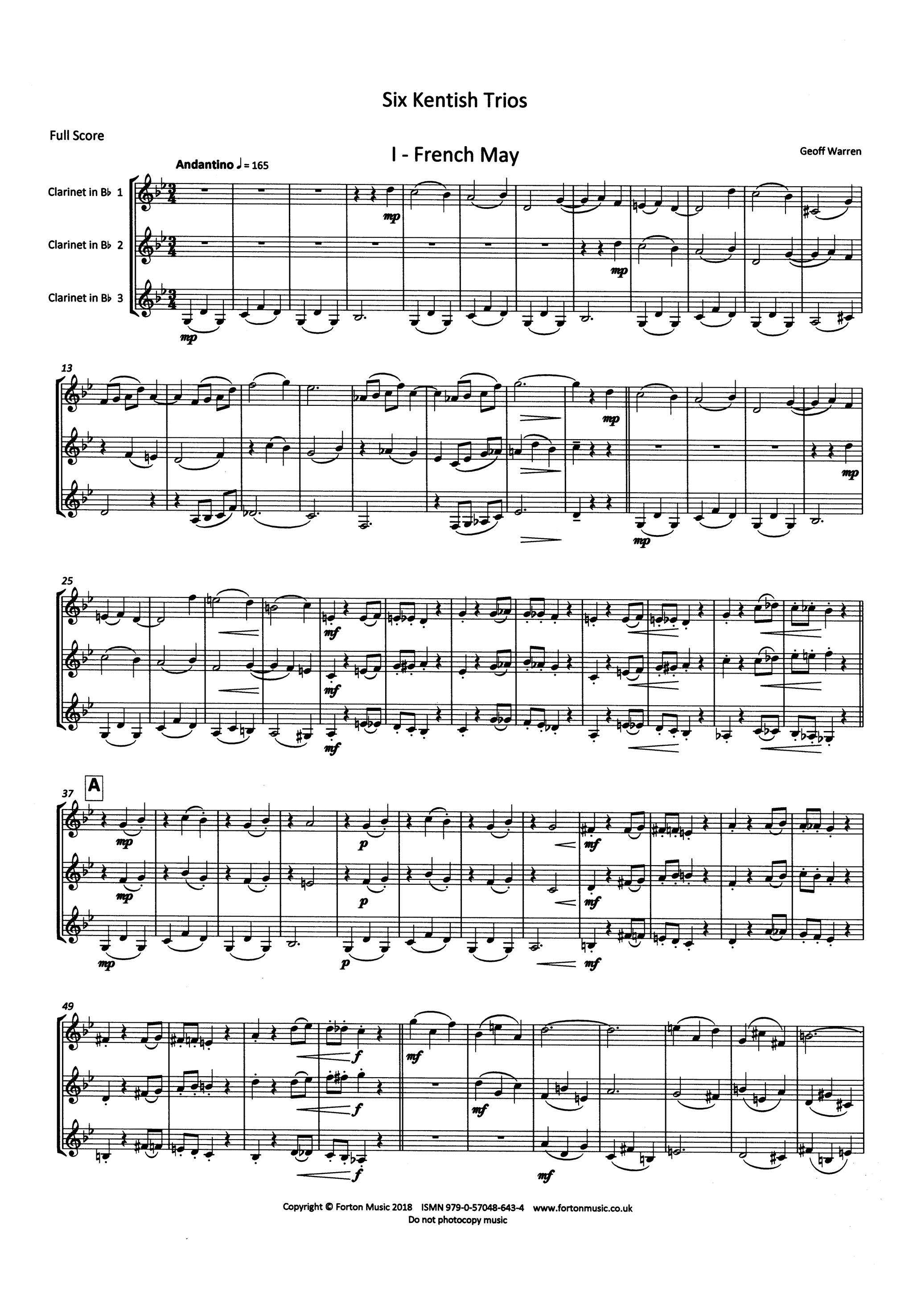 Six Kentish Trios - French May Score