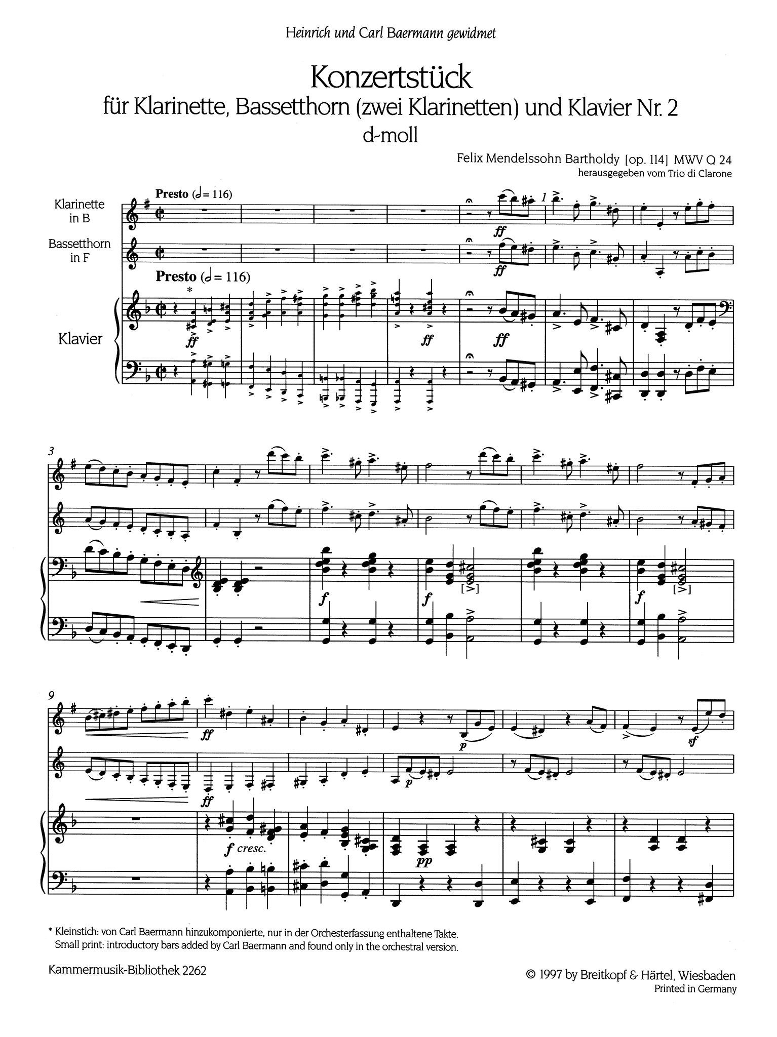 Concertpiece No. 2 in D Minor, Op. 114 Score