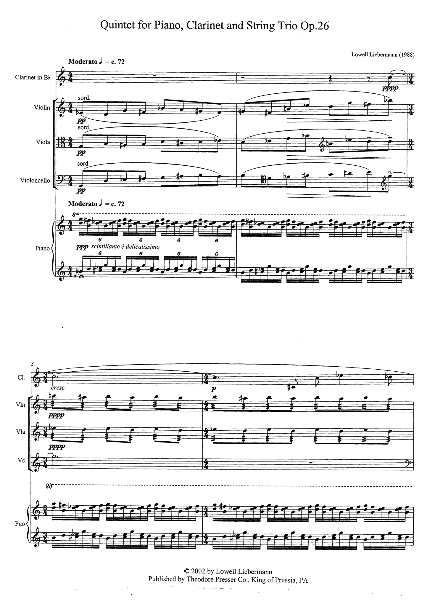 Quintet, Op. 26 - Movement 1