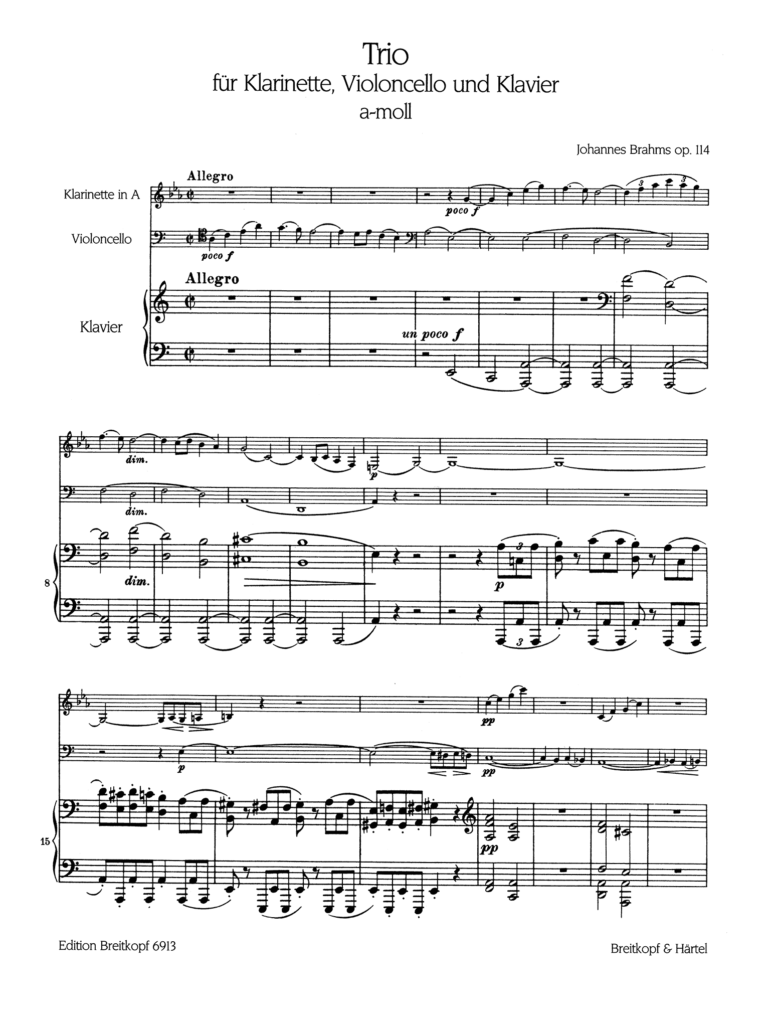 Clarinet Trio in A Minor, Op. 114 - Movement 1