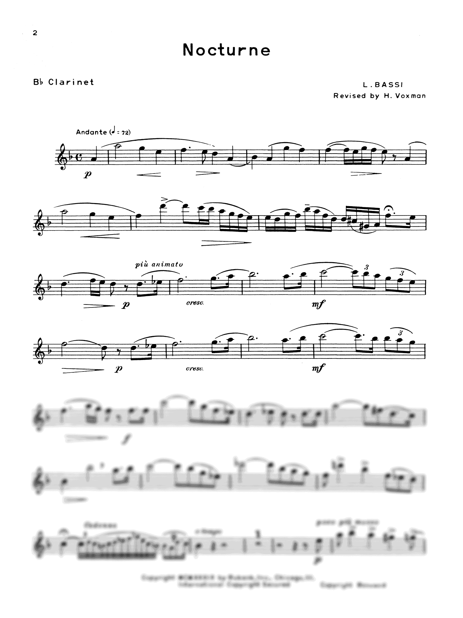 Bassi, Luigi Nocturne, for & Piano, edited by Voxman CAMco