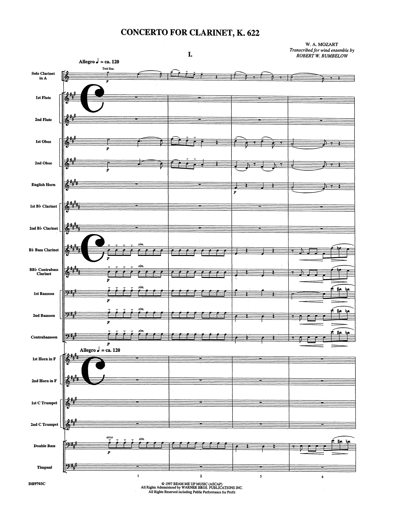 Mozart Clarinet Concerto for wind ensemble - Movement 1