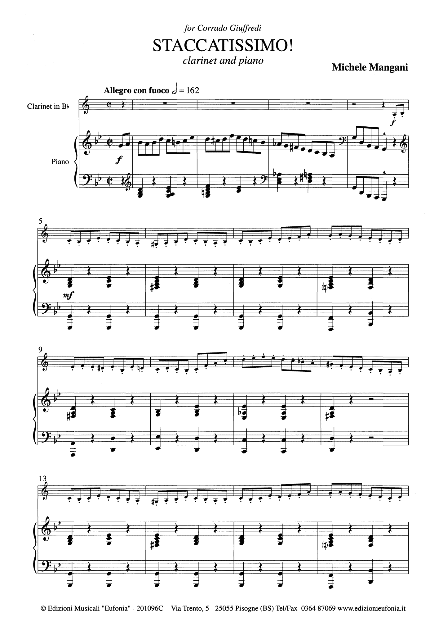 Mangani Staccatissimo! clarinet piano score