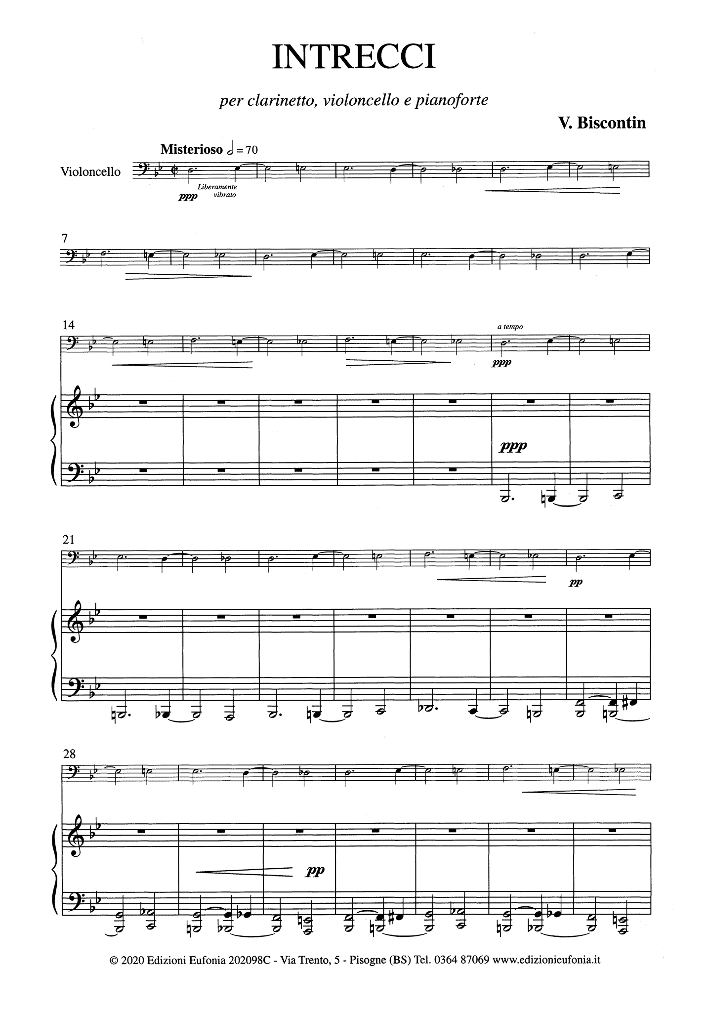 Venceslao Biscontin Intrecci clarinet violin piano trio - Movement 1