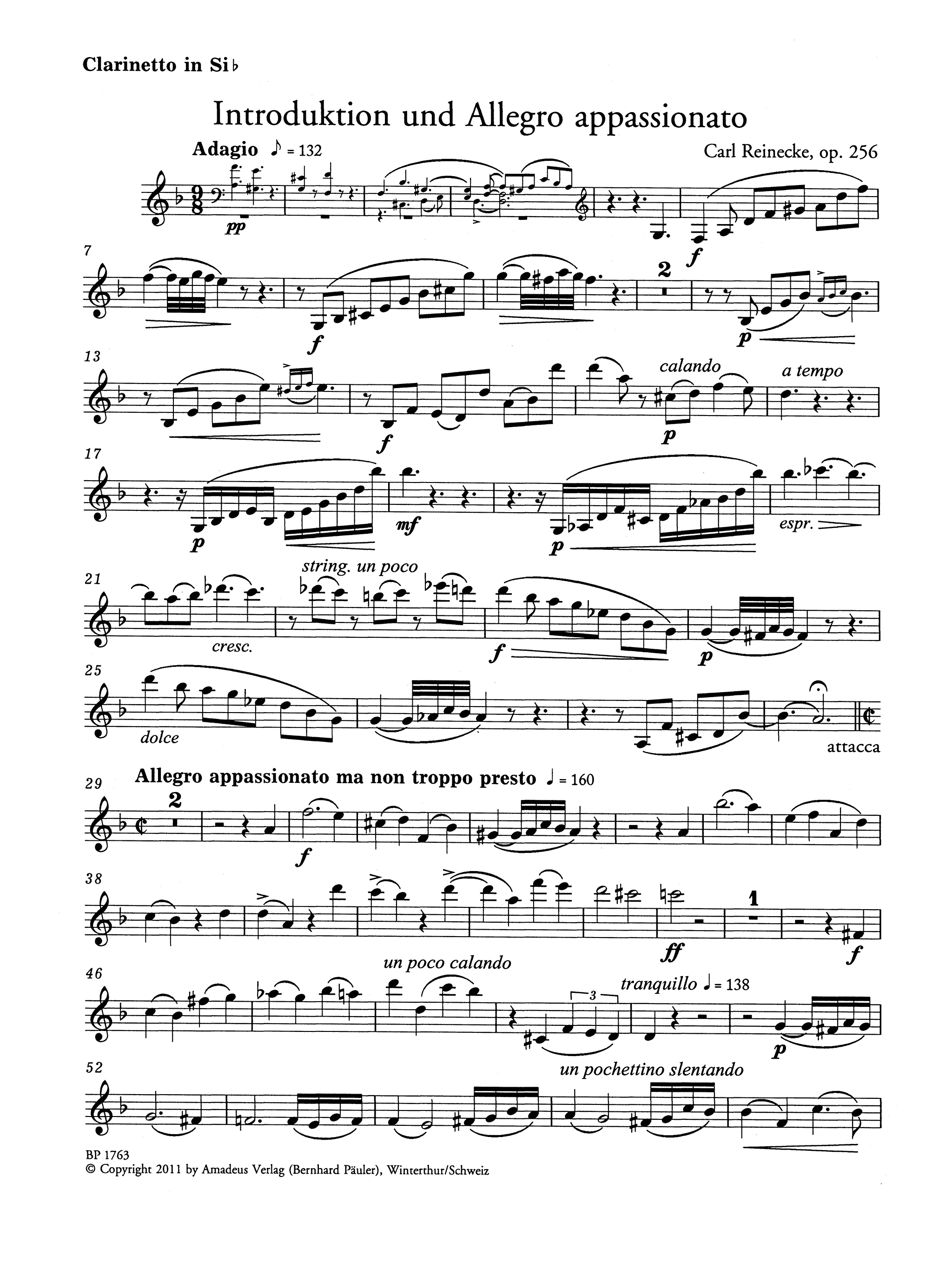 Reinecke Introduction & Allegro Op. 256 Clarinet part