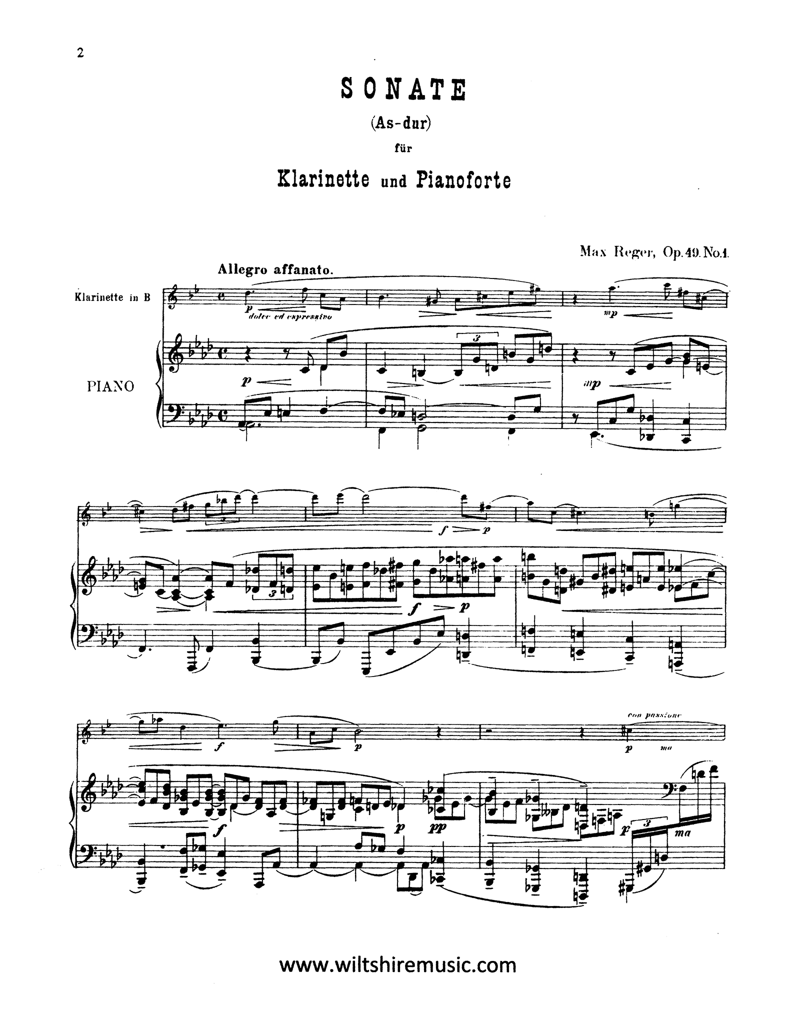 Reger Sonata in A-flat Major, Op. 49 No. 1 - Movement 1