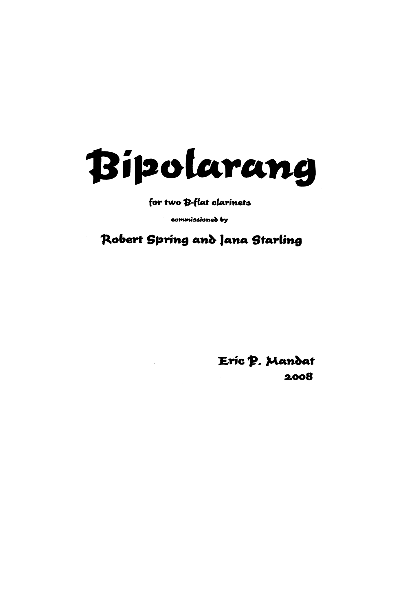 Eric Mandat Bipolarang clarinet duet cover