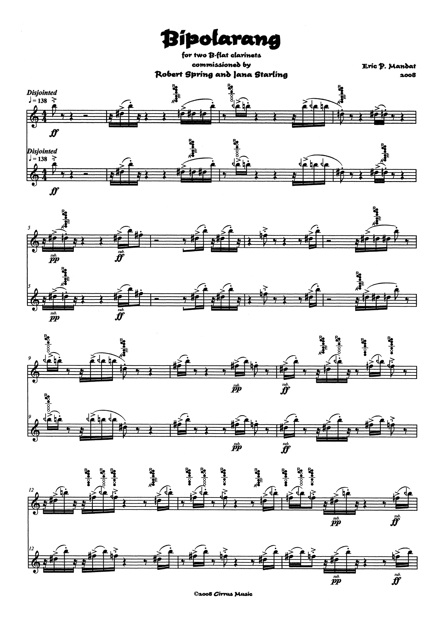 Eric Mandat Bipolarang clarinet duet page 1