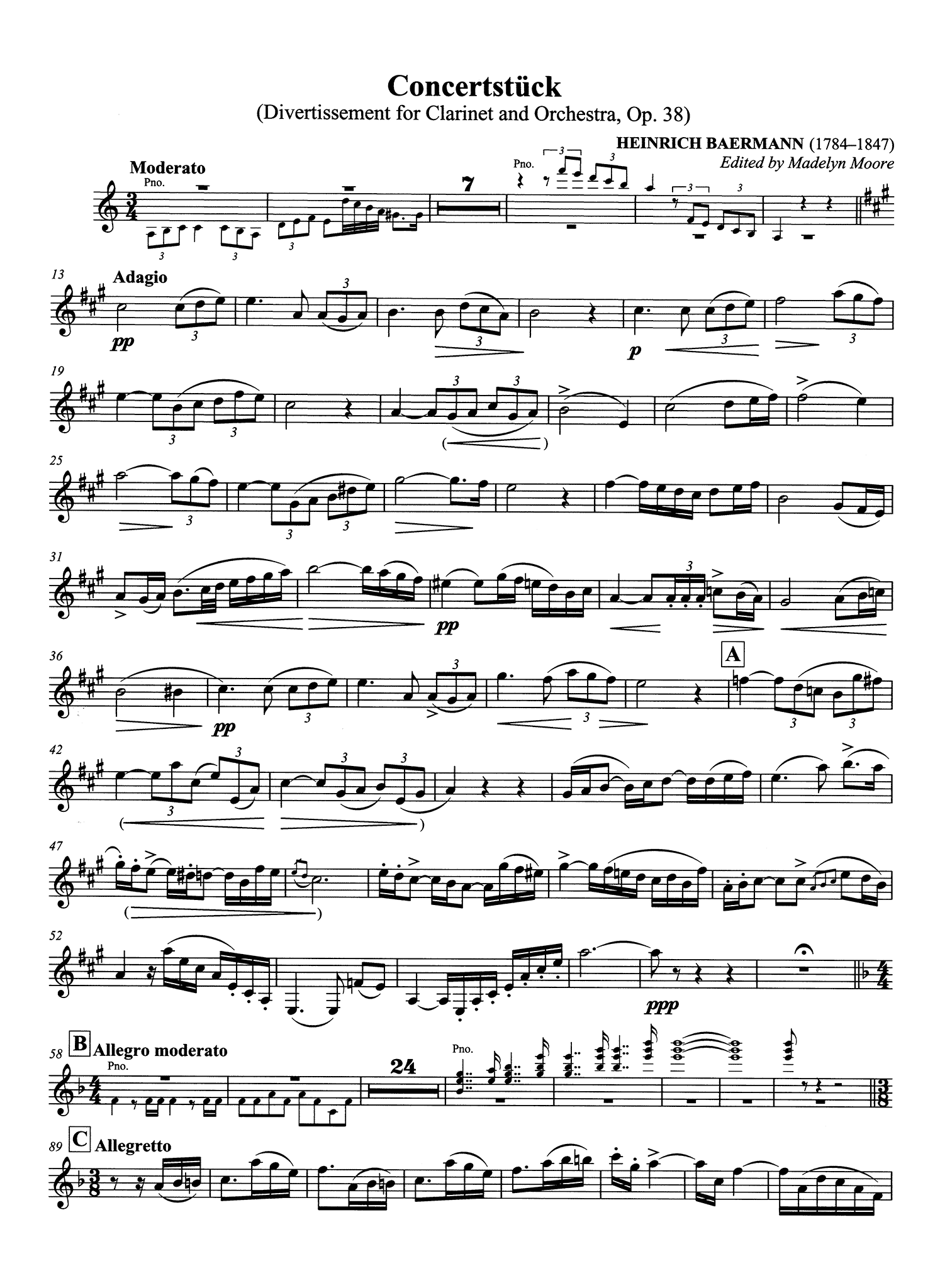 Concertstück (Divertissement, Op. 38) Clarinet part