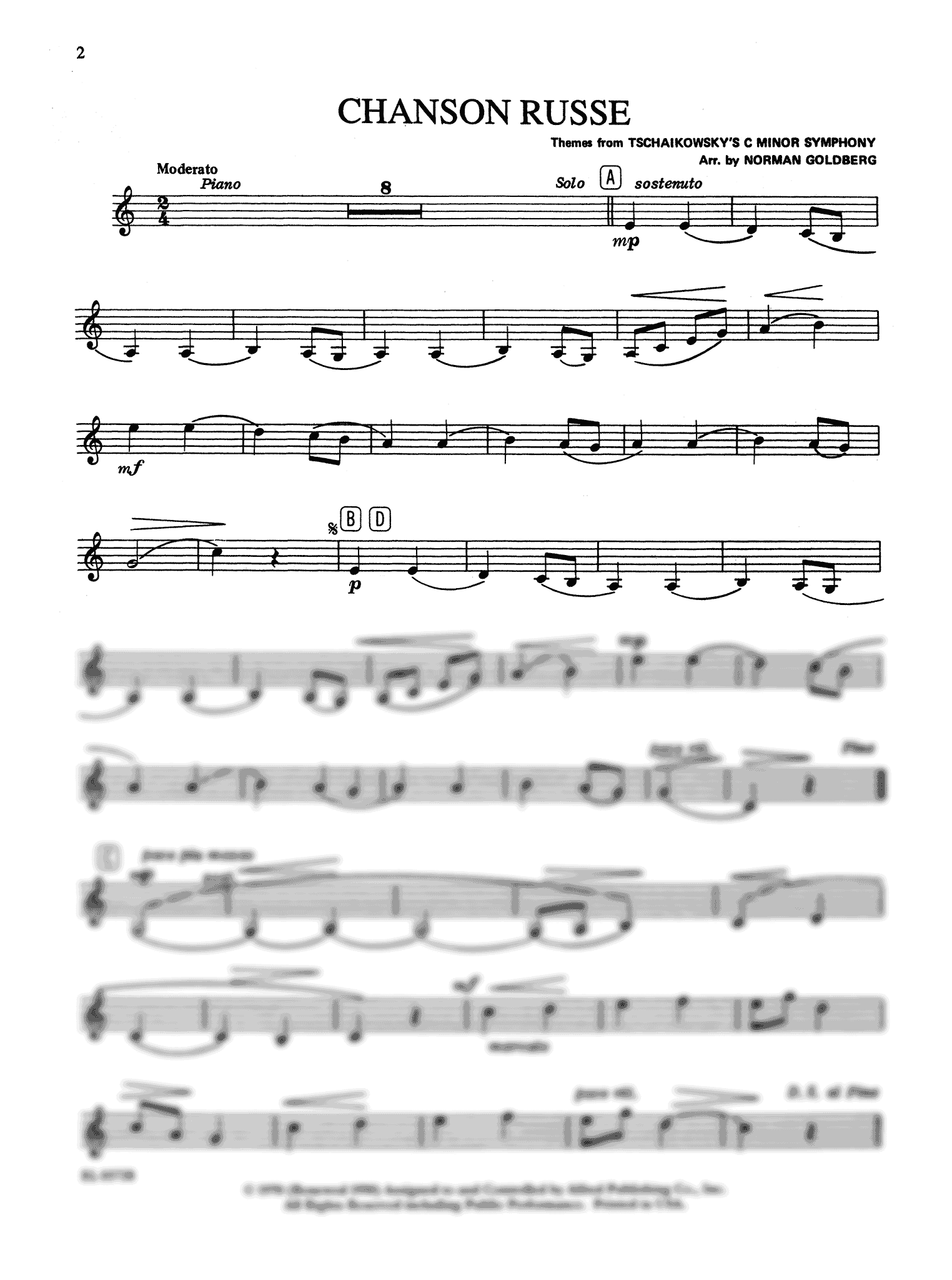 Tchaikovsky Chanson Russe Bass Clarinet & Piano