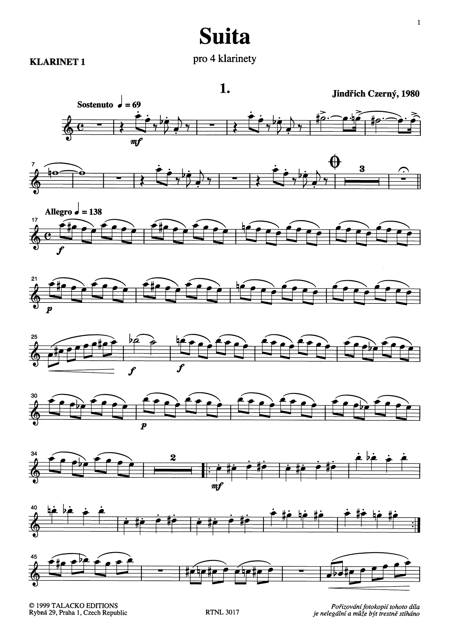 Czerný Suite First clarinet part