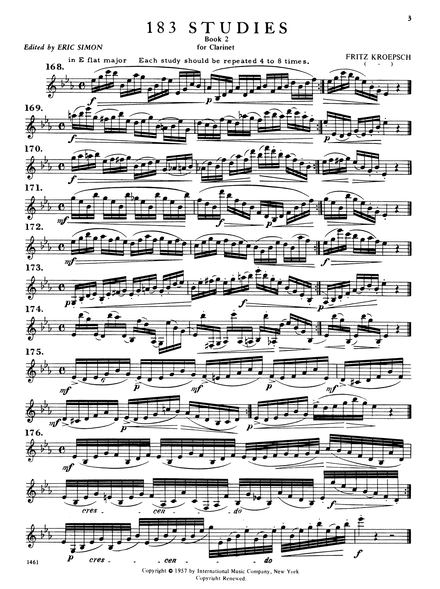 416 Progressive Studies for Clarinet, Book 2 Page 3