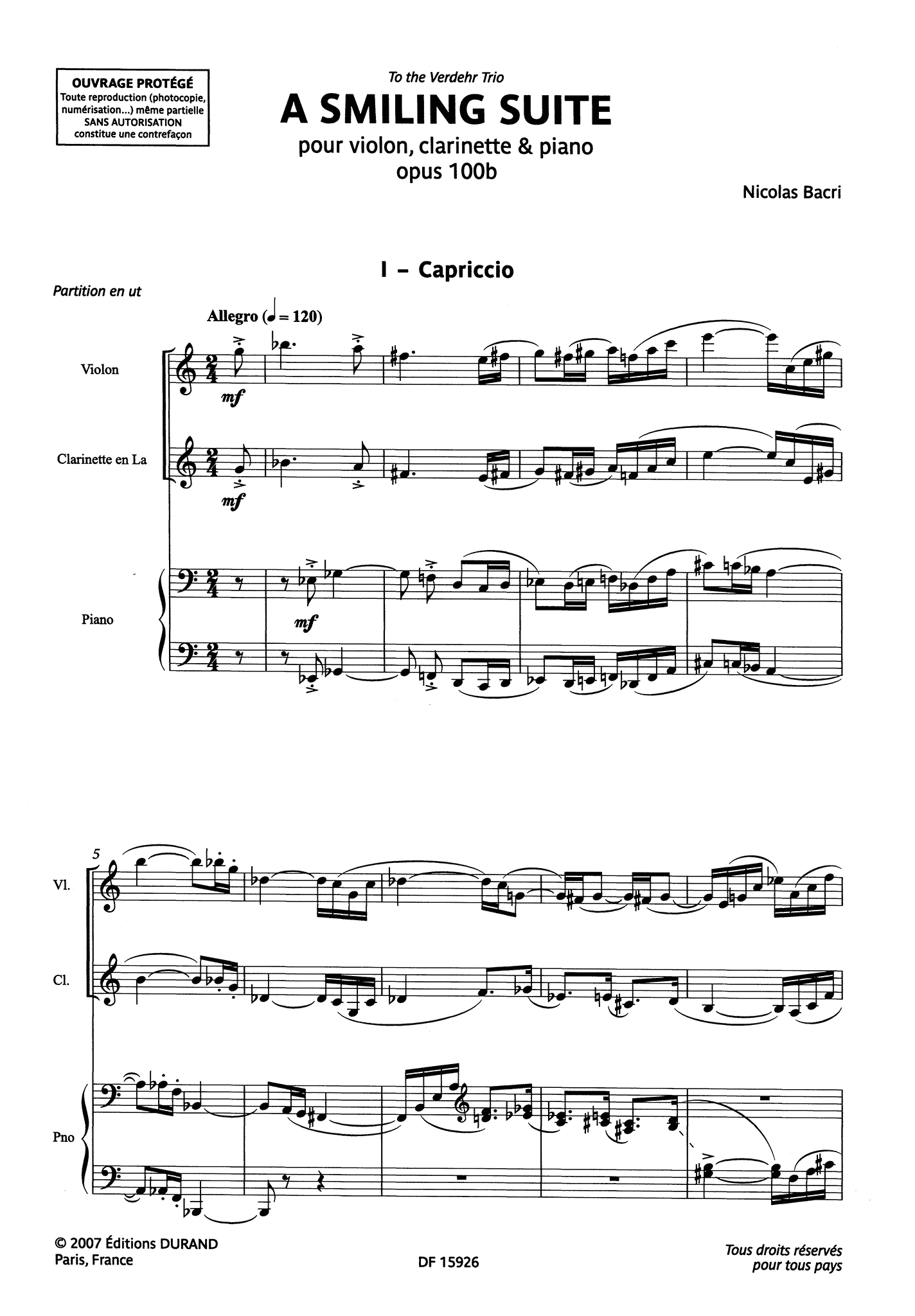 Bacri A Smiling Suite, Op. 100b - Movement 1