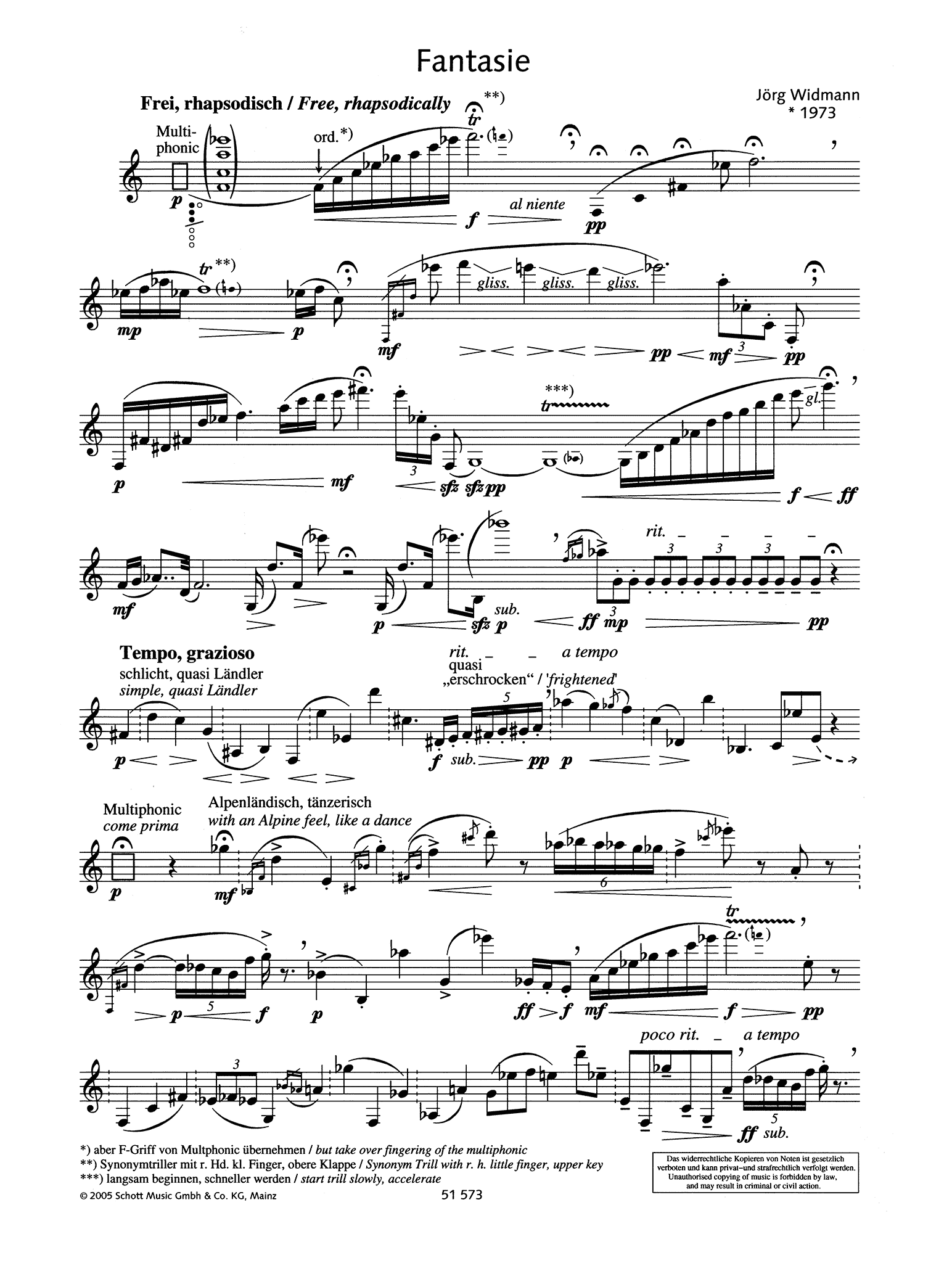 Jörg Widmann Fantasie clarinet unaccompanied page 1