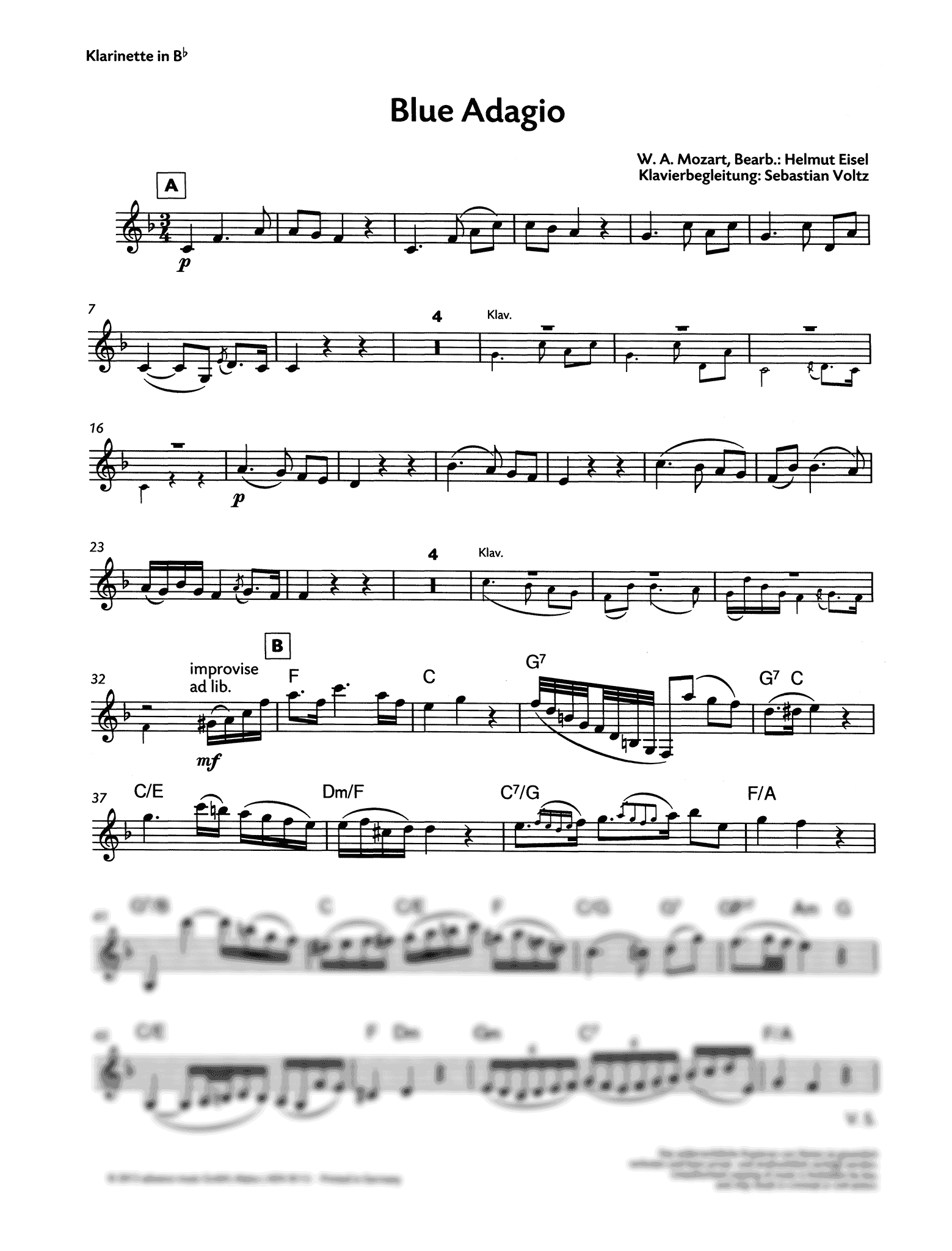 Mozart/Eisel Blue Adagio Clarinet part