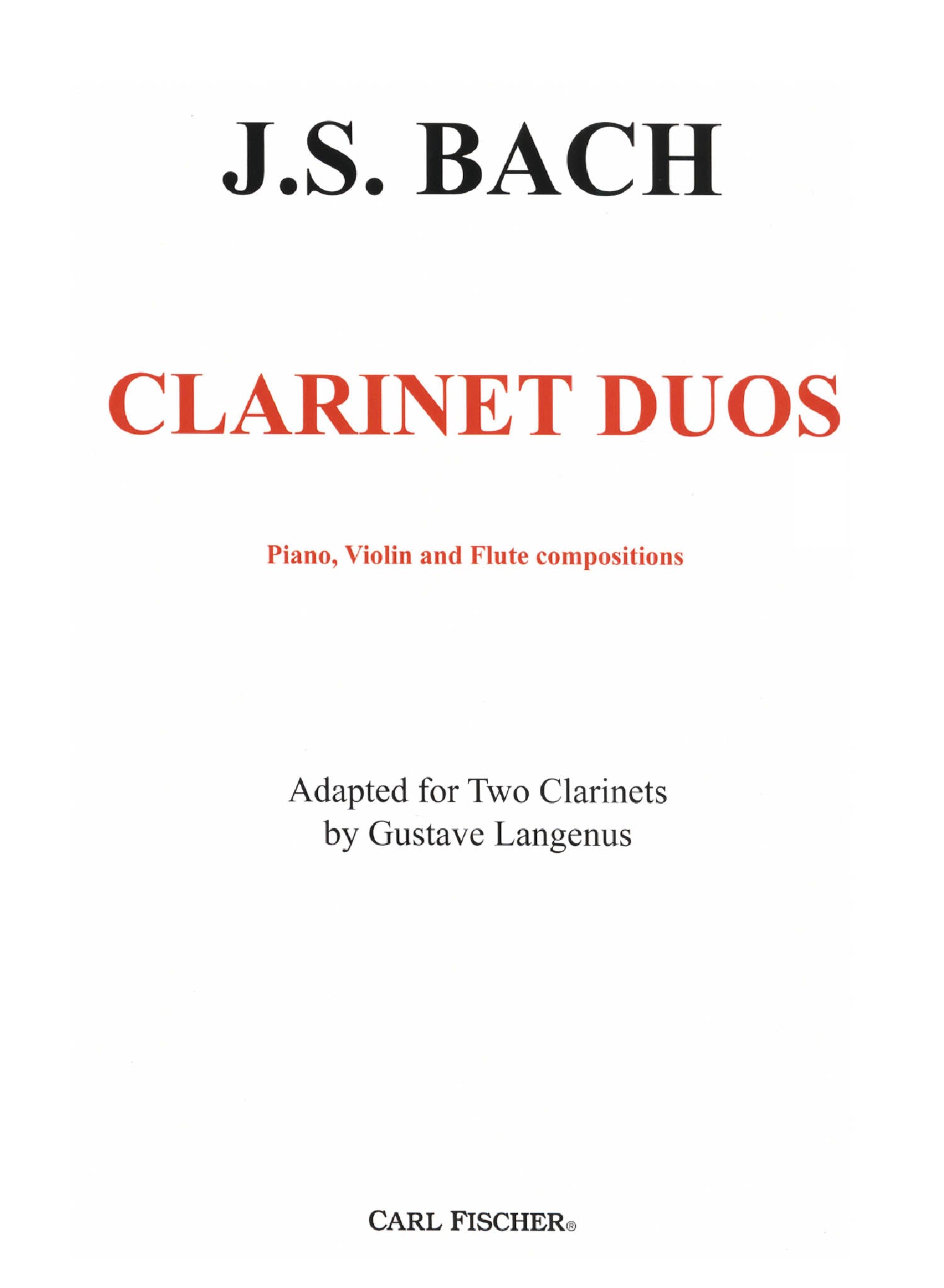 J. S. Bach Clarinet Duos, arranged by Langenus  cover