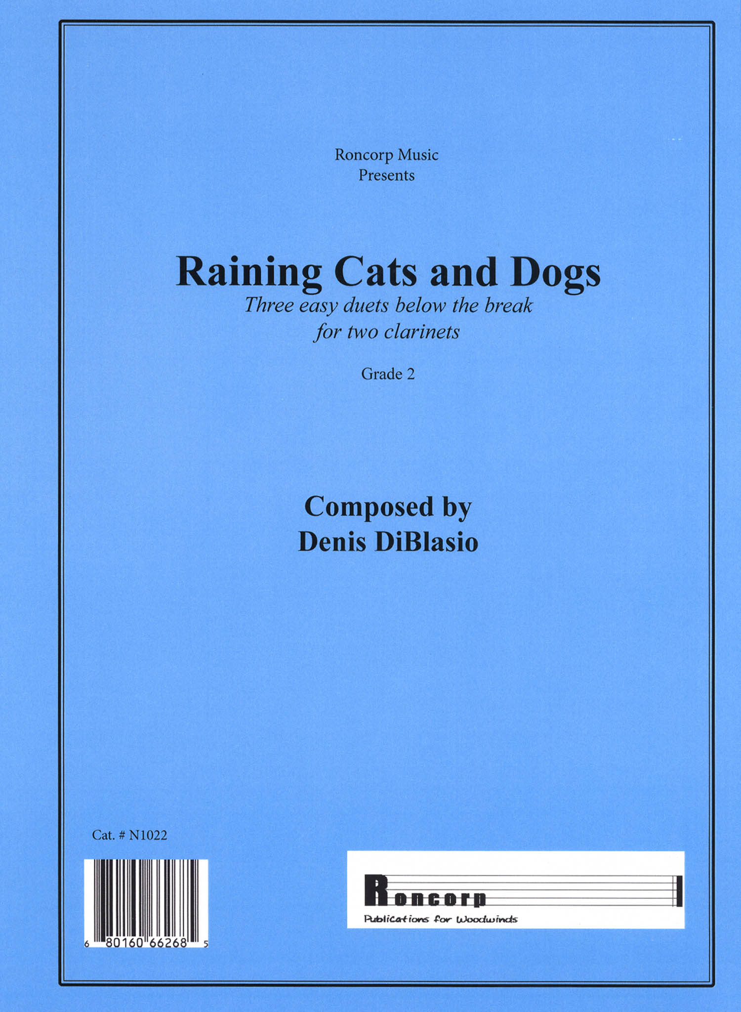 DiBlasio Raining Cats and Dogs clarinet duets beginner below the break