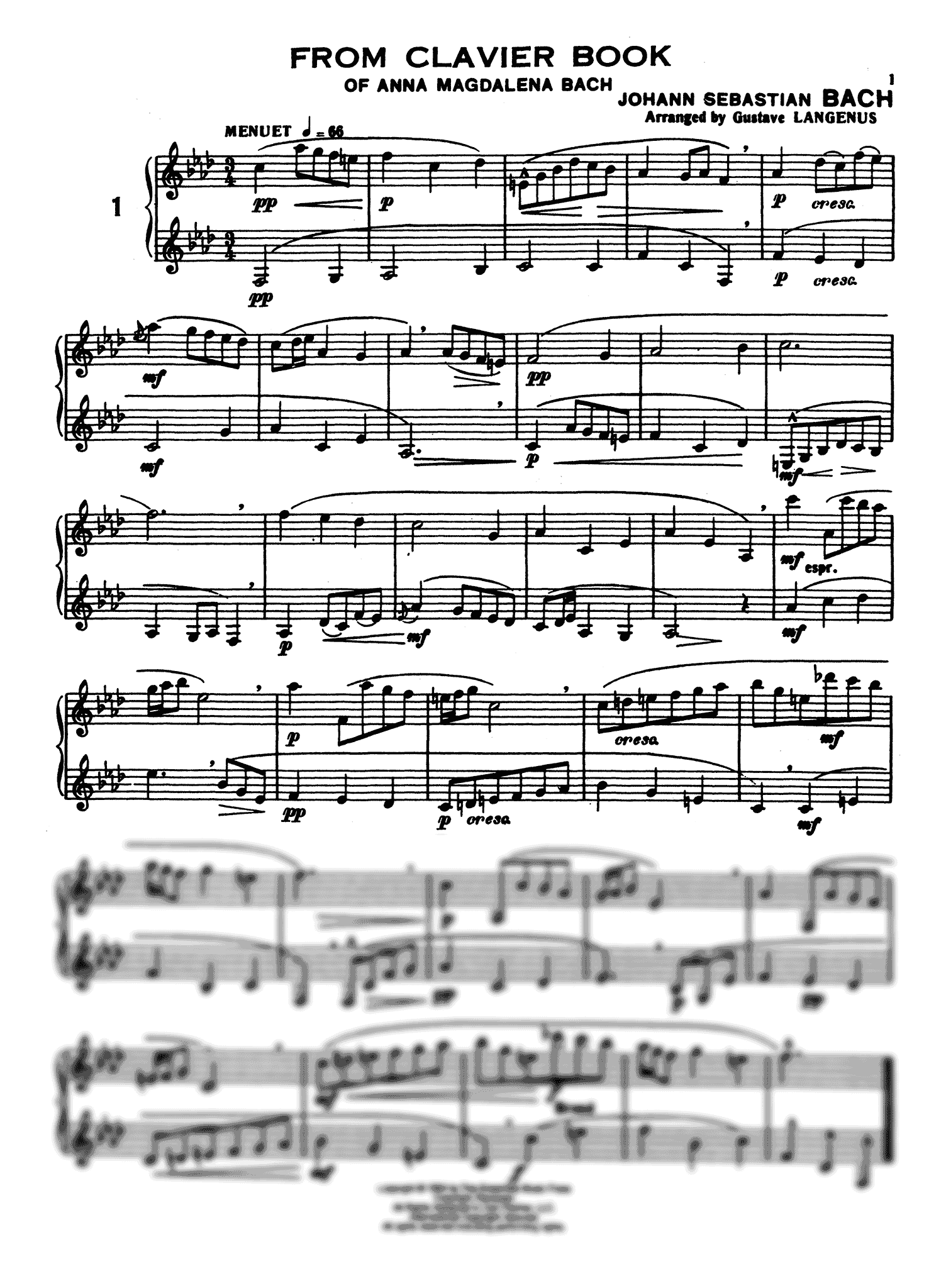 J. S. Bach Clarinet Duos, arranged by Langenus  Anna Magdalena Notebook Menuet