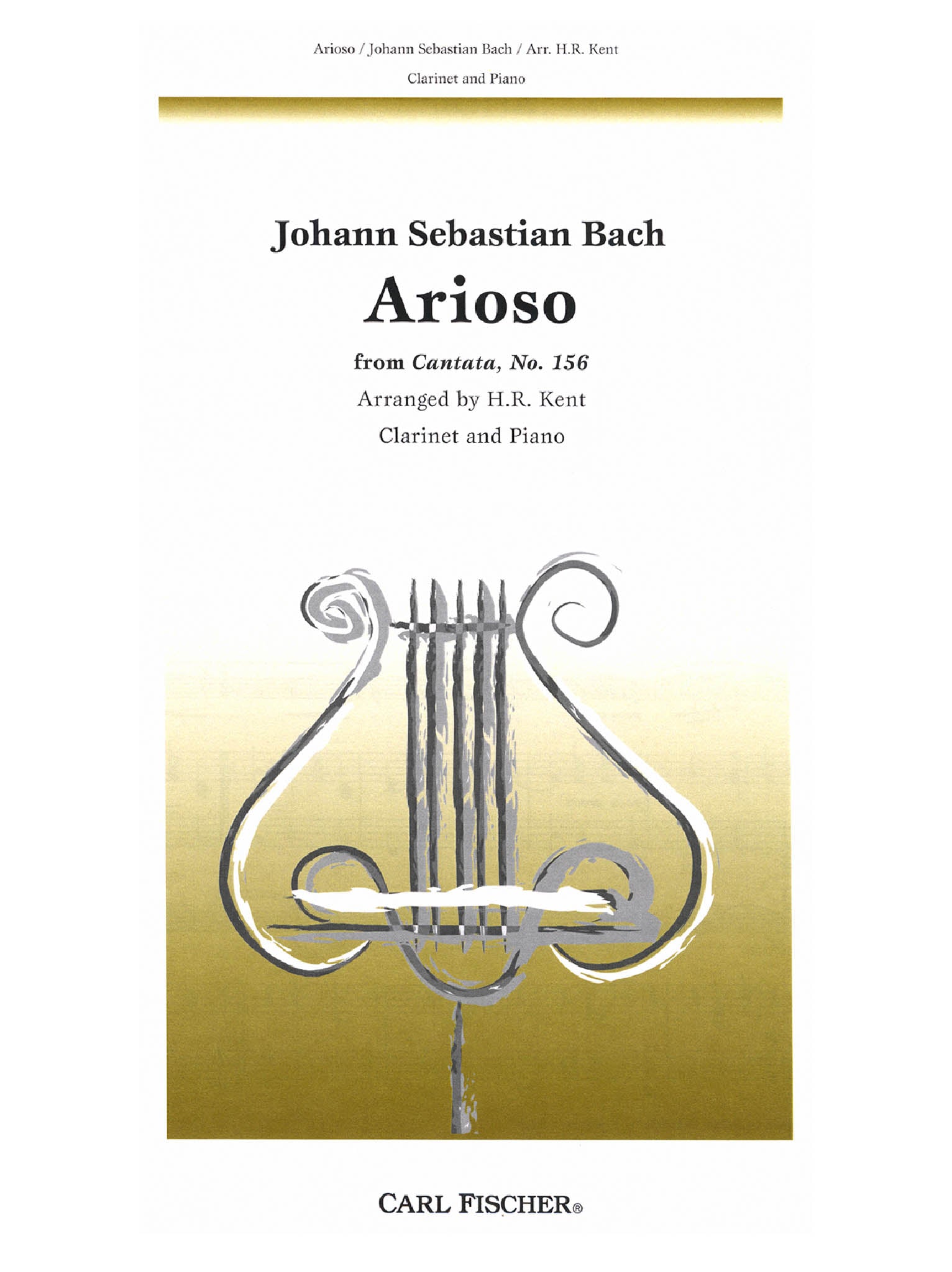 Bach Arioso from Canata BWV 156 clarinet and piano arrangement cover