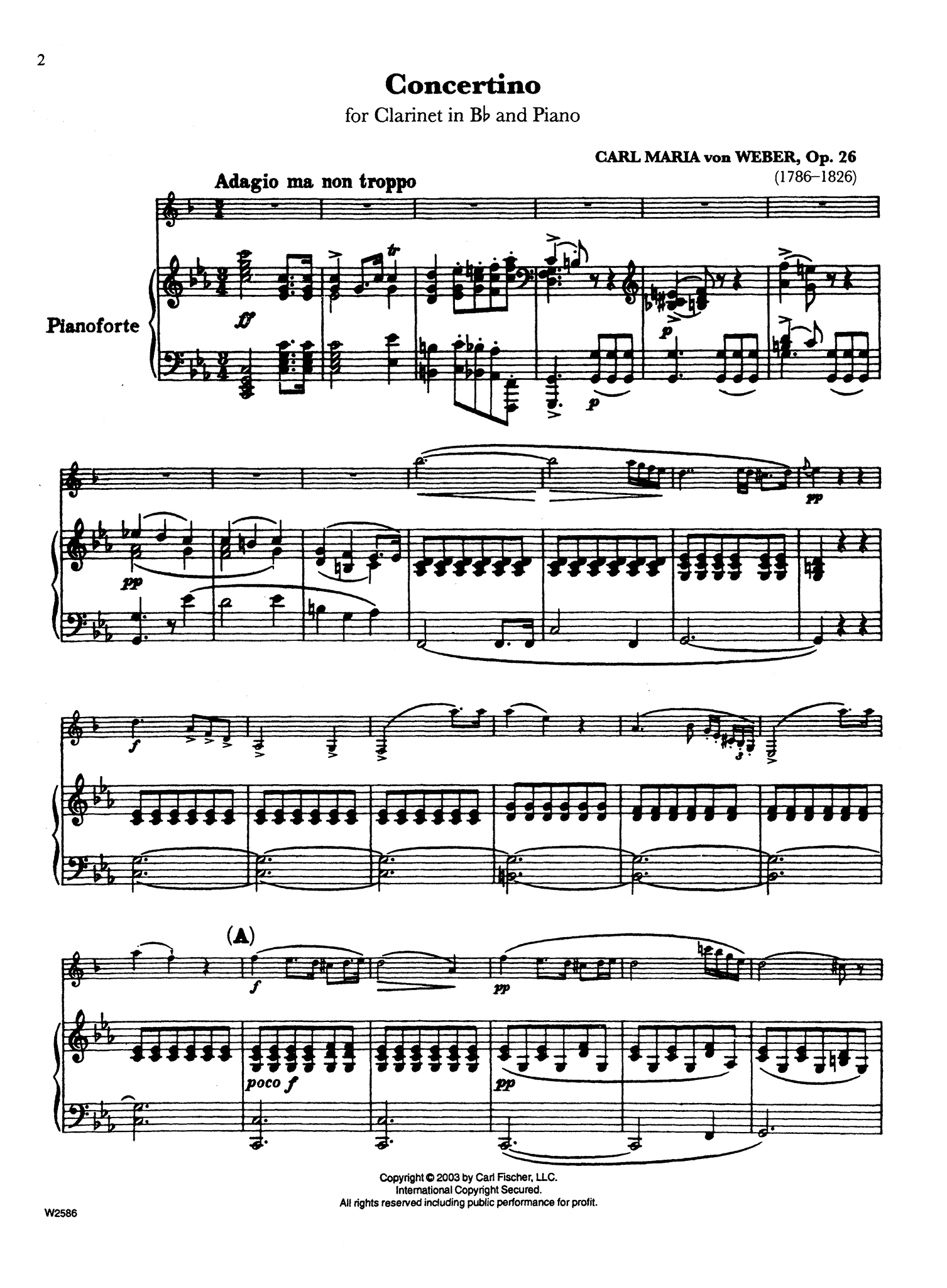 Concertino in E-flat Major, Op. 26 Score