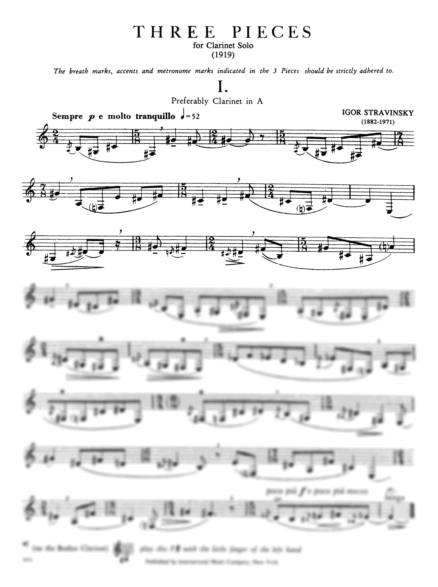 Three Pieces for Clarinet Solo - Movement 1
