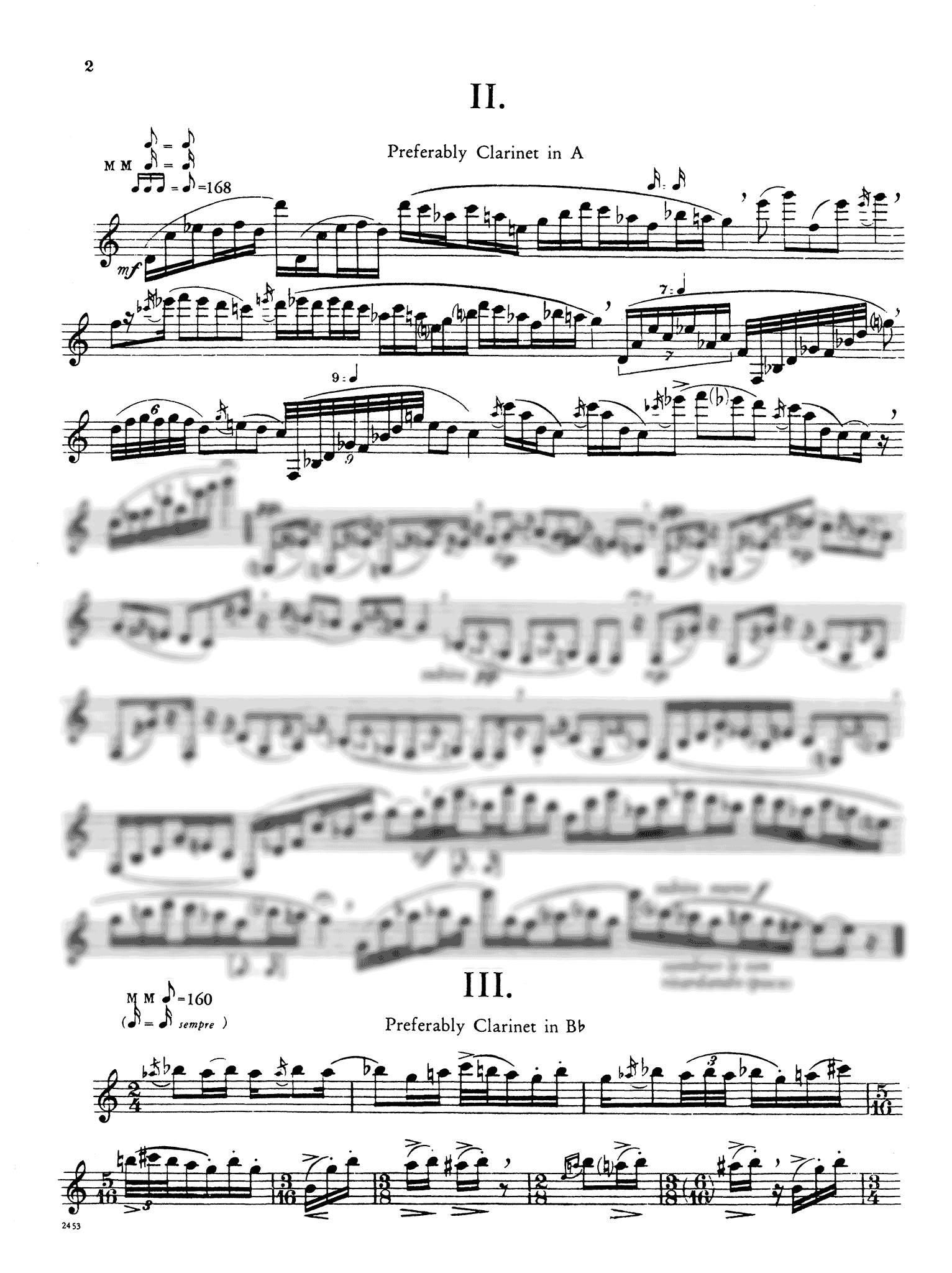 Three Pieces for Clarinet Solo - Movements 2 & 3