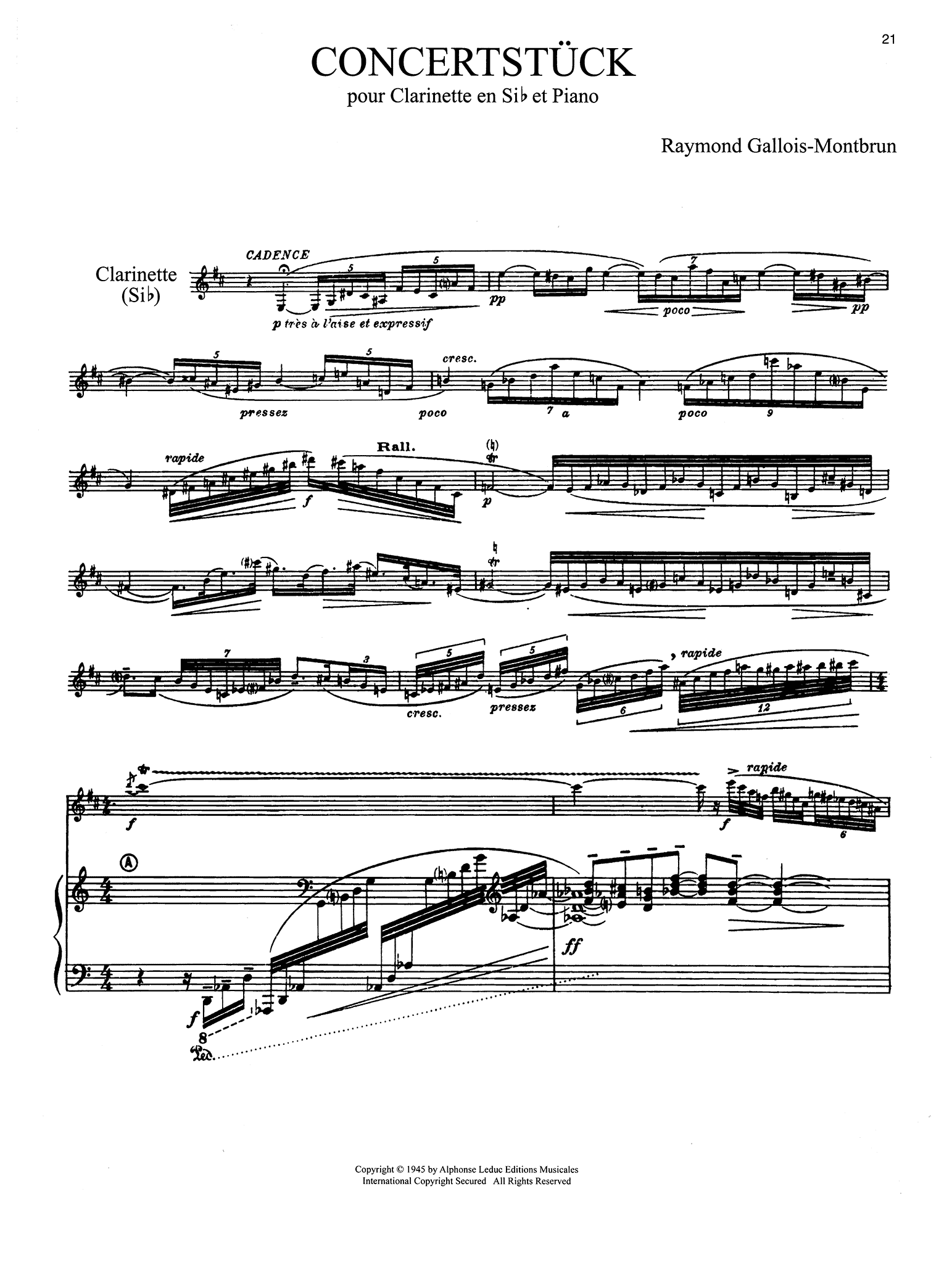 Gallois-Montbrun Concertstuck  Score