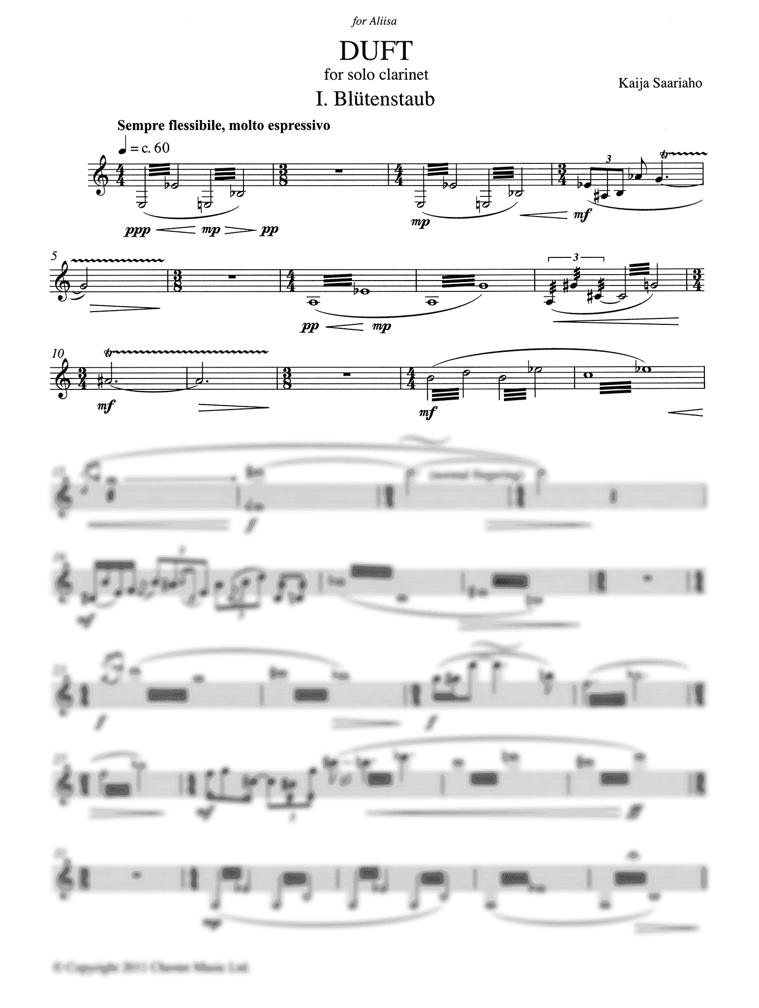 Saariaho Duft for solo clarinet - Movement 1