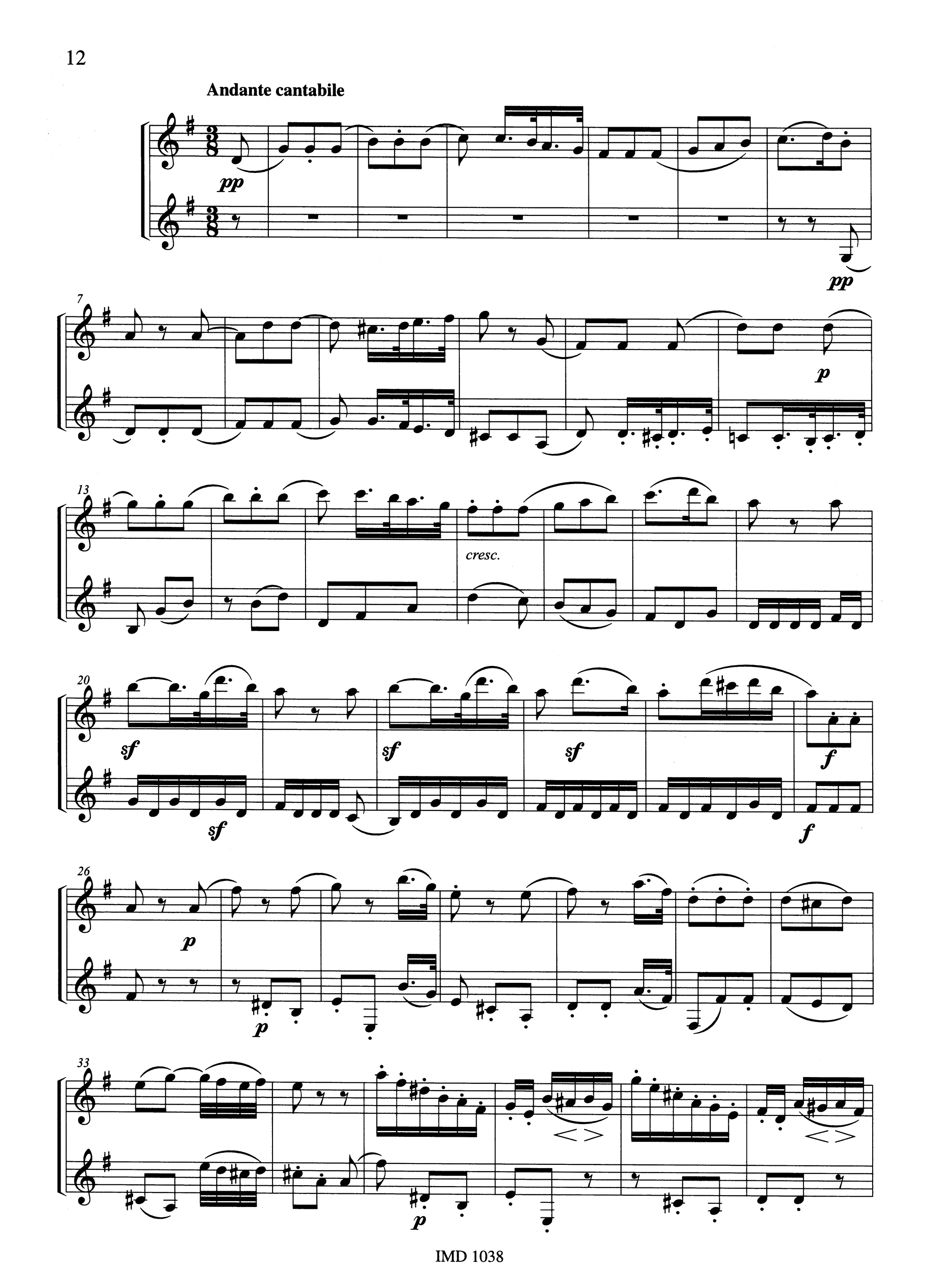 Symphony No. 1, Op. 21 for clarinet duet - Movement 2
