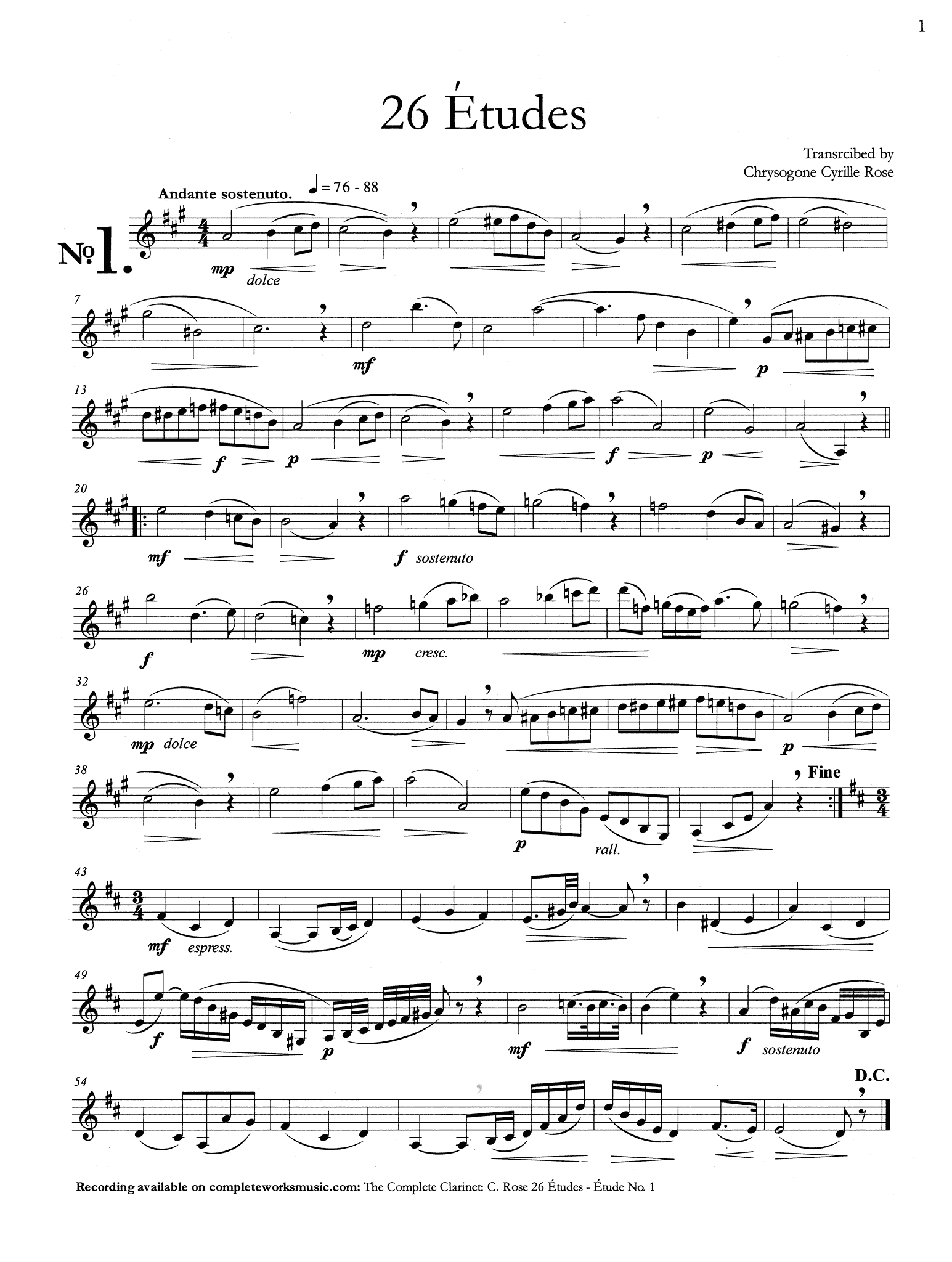 Rose Cyrille C. Rose Revisited 118 tudes for Clarinet