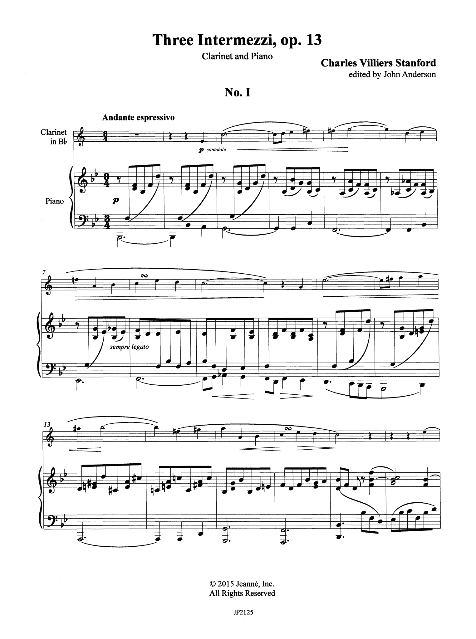 Stanford Three Intermezzi, Op. 13 - Movement 1