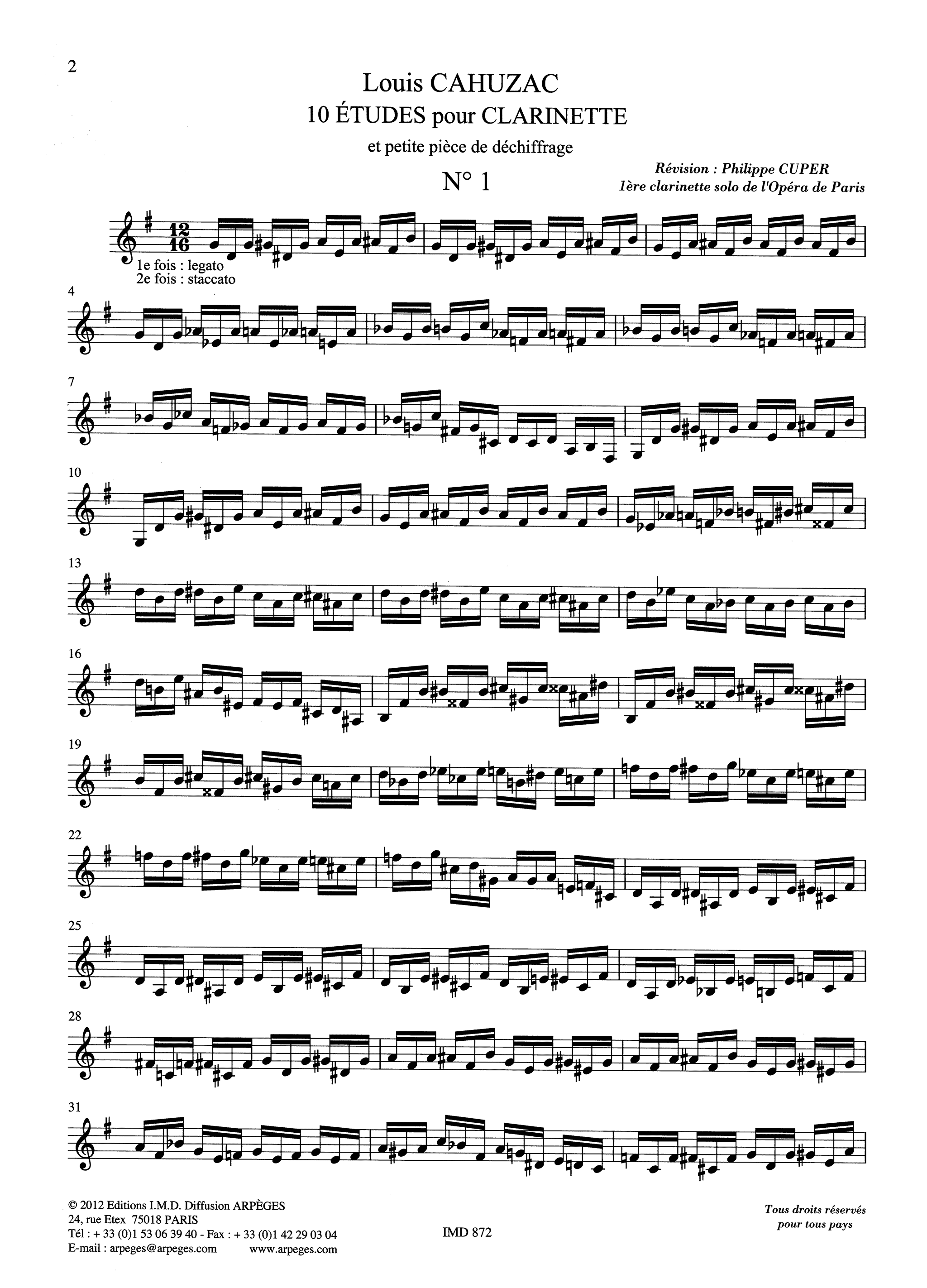 Louis Cahuzac 10 Clarinet Études page 2