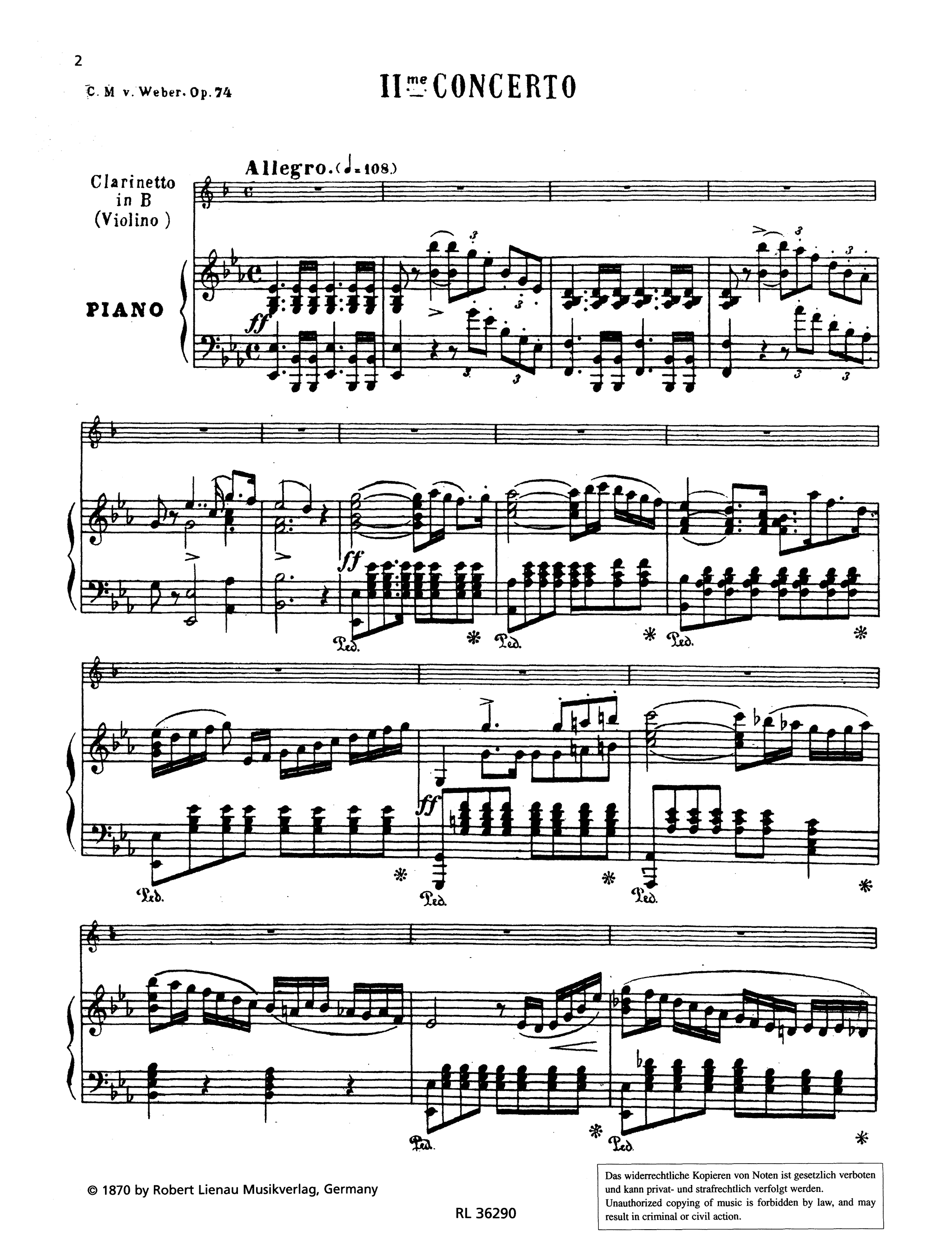 Clarinet Concerto No. 2, Op. 74 - Movement 1