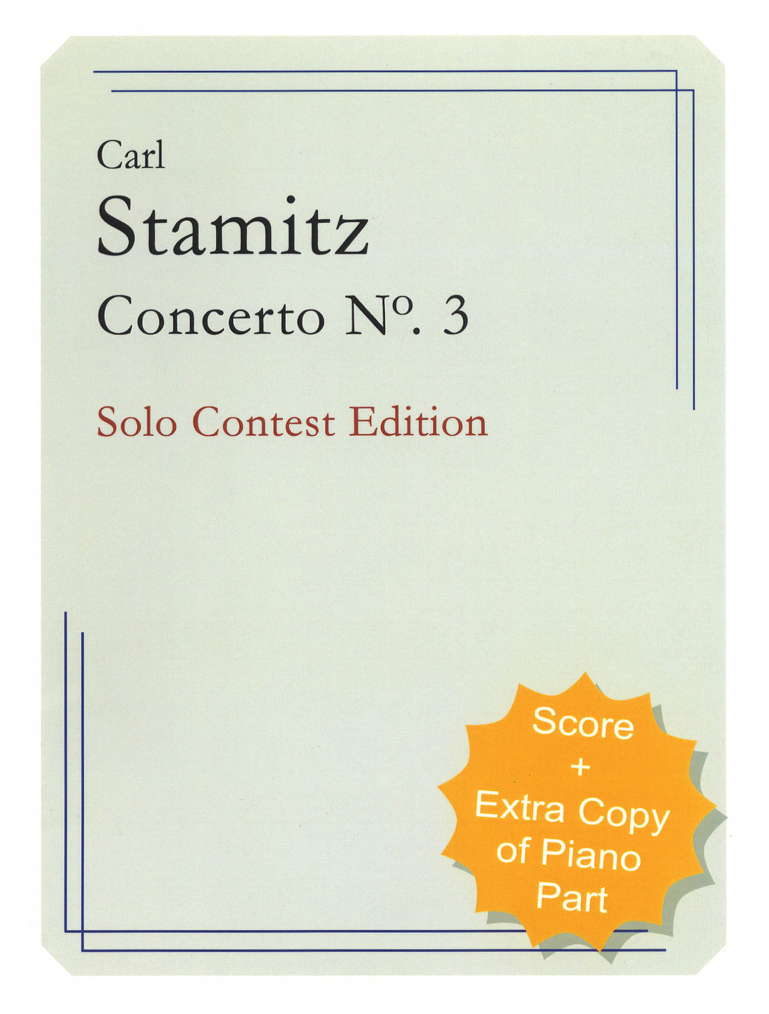Stamitz Clarinet Concerto No. 3 Solo Contest Edition cover